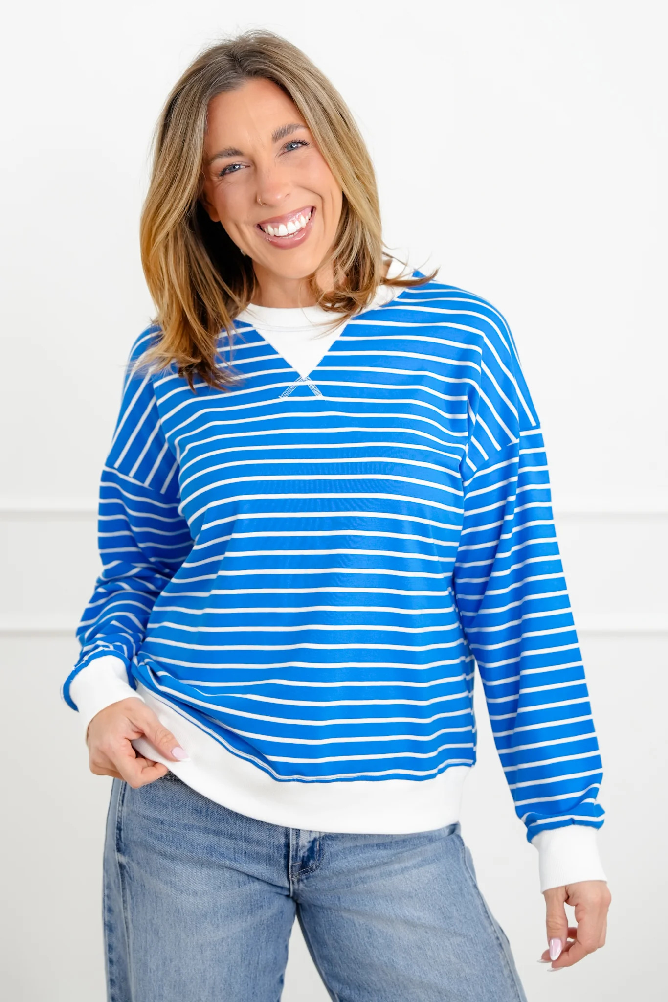 Door Buster! Zenana Striped Long Sleeve Pullover - Image 4