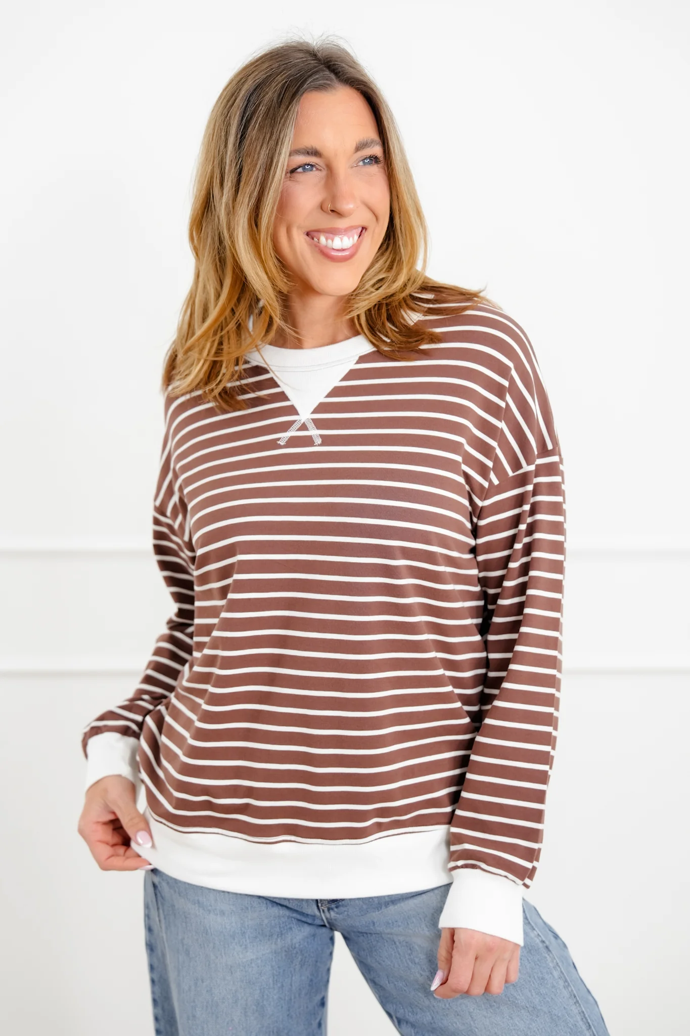 Door Buster! Zenana Striped Long Sleeve Pullover - Image 6