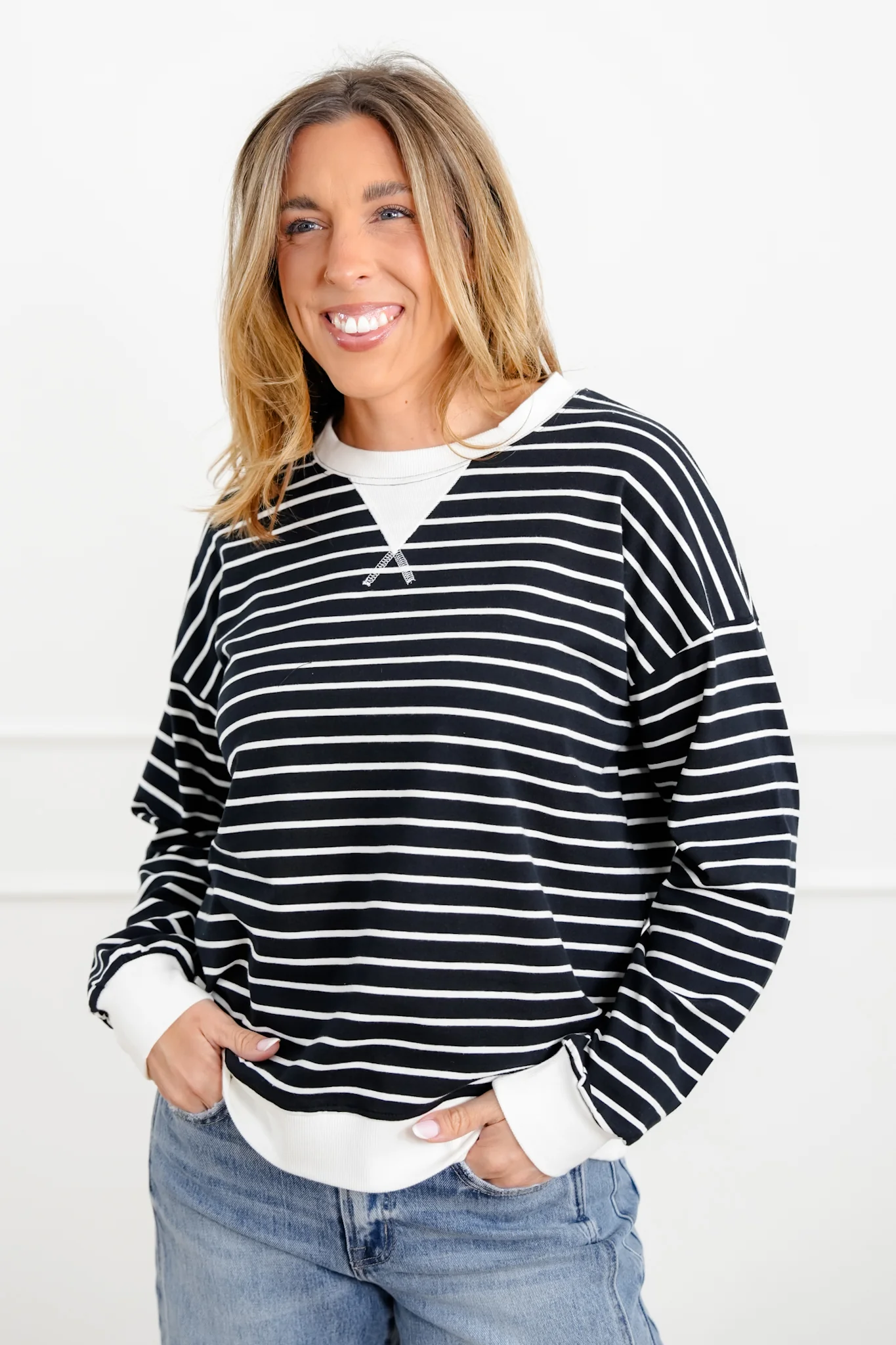 Door Buster! Zenana Striped Long Sleeve Pullover - Image 7