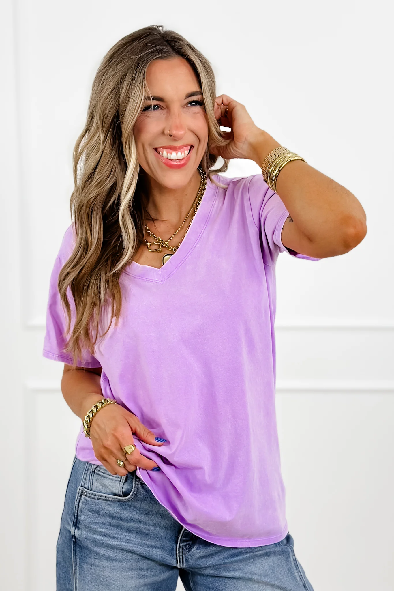 Door Buster! Zenana Washed Short Sleeve V-Neck Top - Image 2