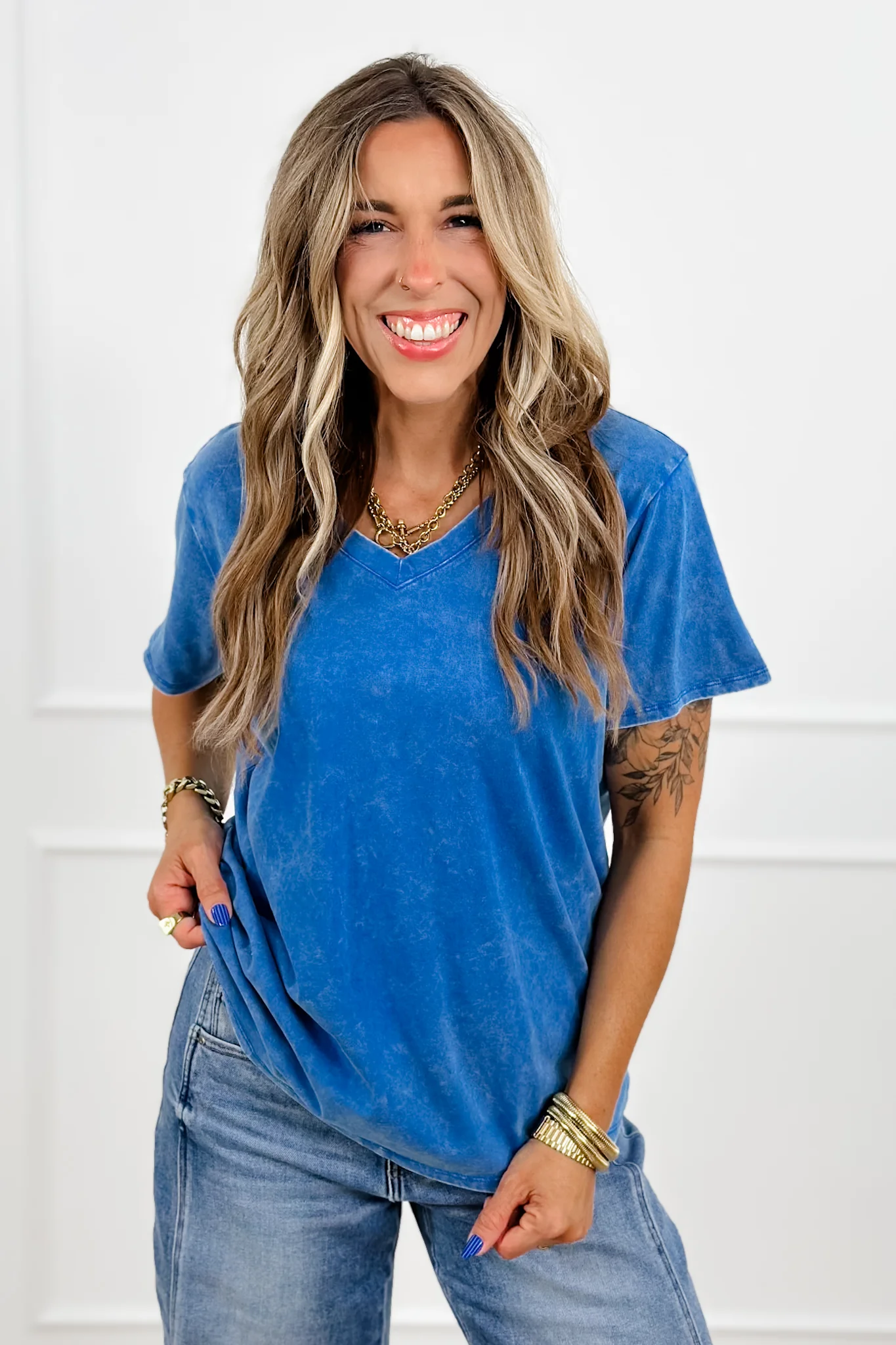 Door Buster! Zenana Washed Short Sleeve V-Neck Top - Image 6