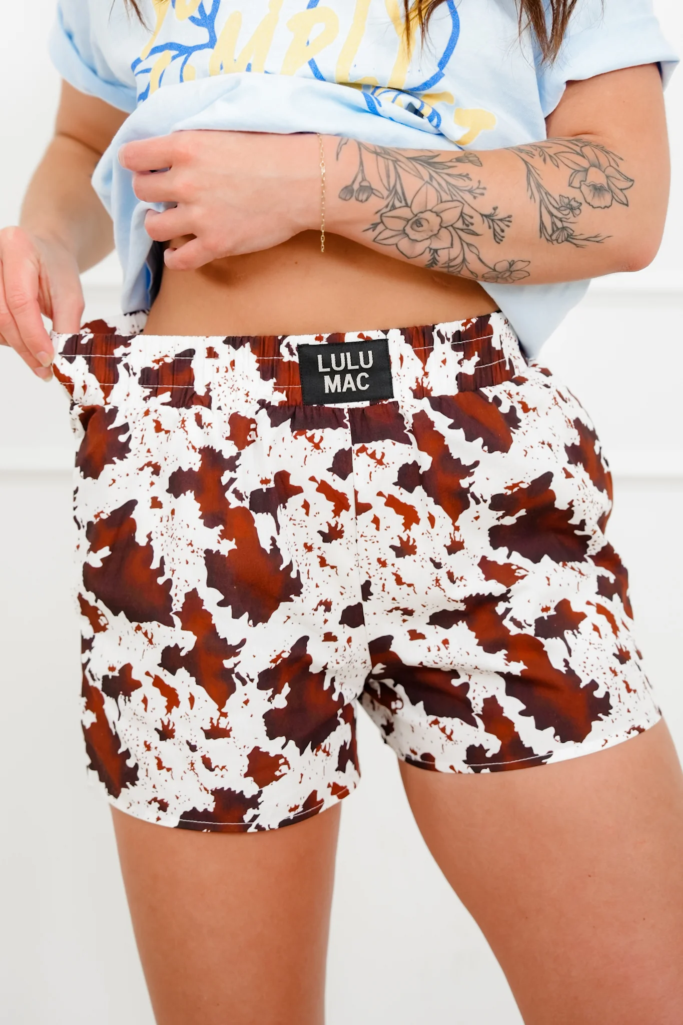 Lulu Mac Elastic Waist Cow Print Short - Image 4