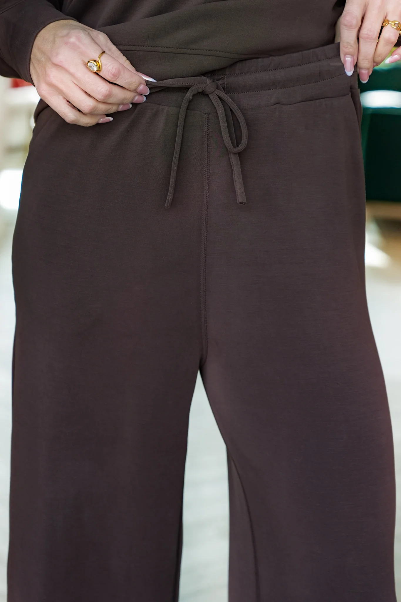 Elastic Waist Wide Leg Double-Knit Pants - Image 2