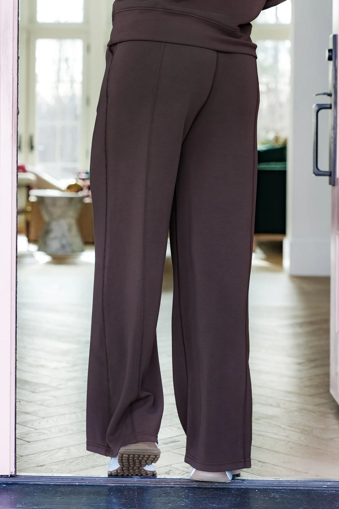 Elastic Waist Wide Leg Double-Knit Pants - Image 5