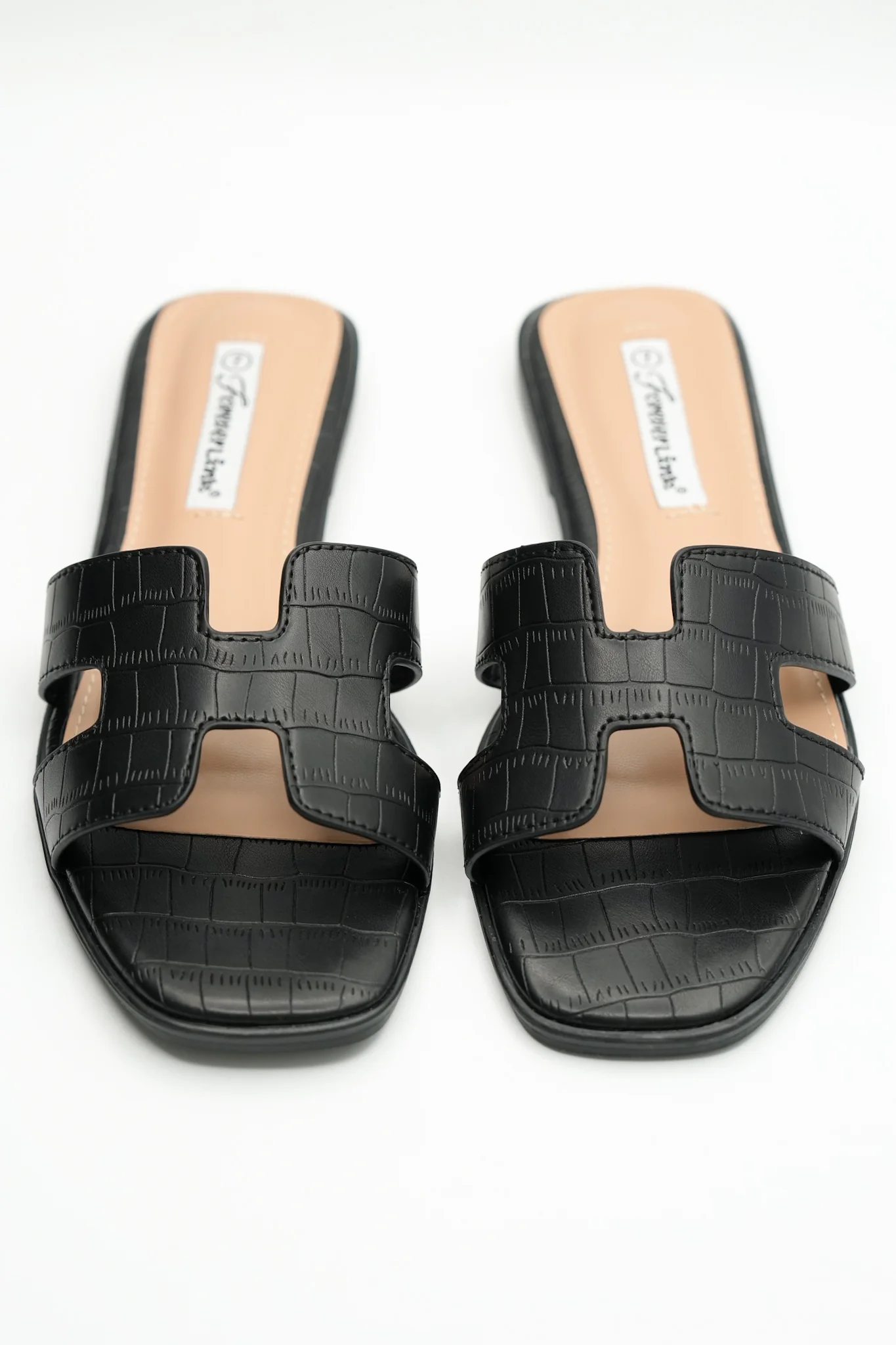 Embossed Crocodile Pattern Flat Slide - Image 6