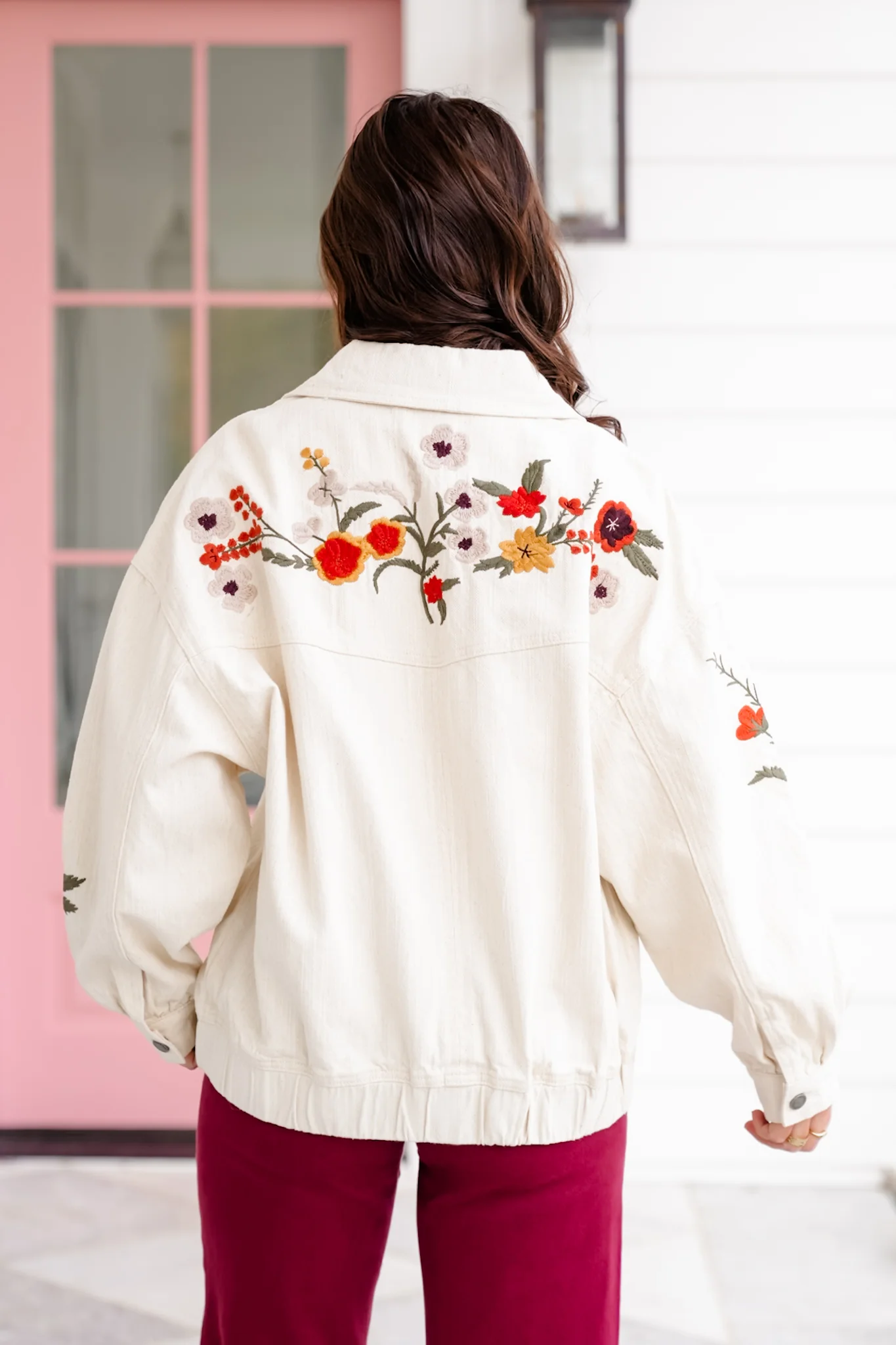 Embroidered Long Sleeve Zip Up Jacket - Image 5