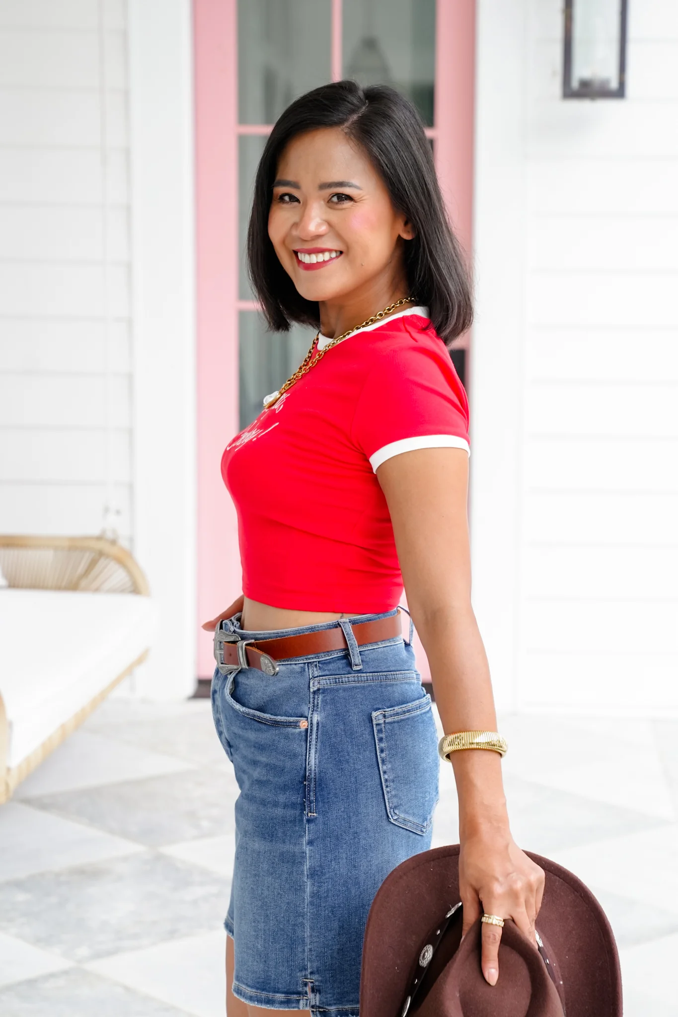 Embroidered "See You, Cowboy" Short Sleeve Crop Top - Image 3