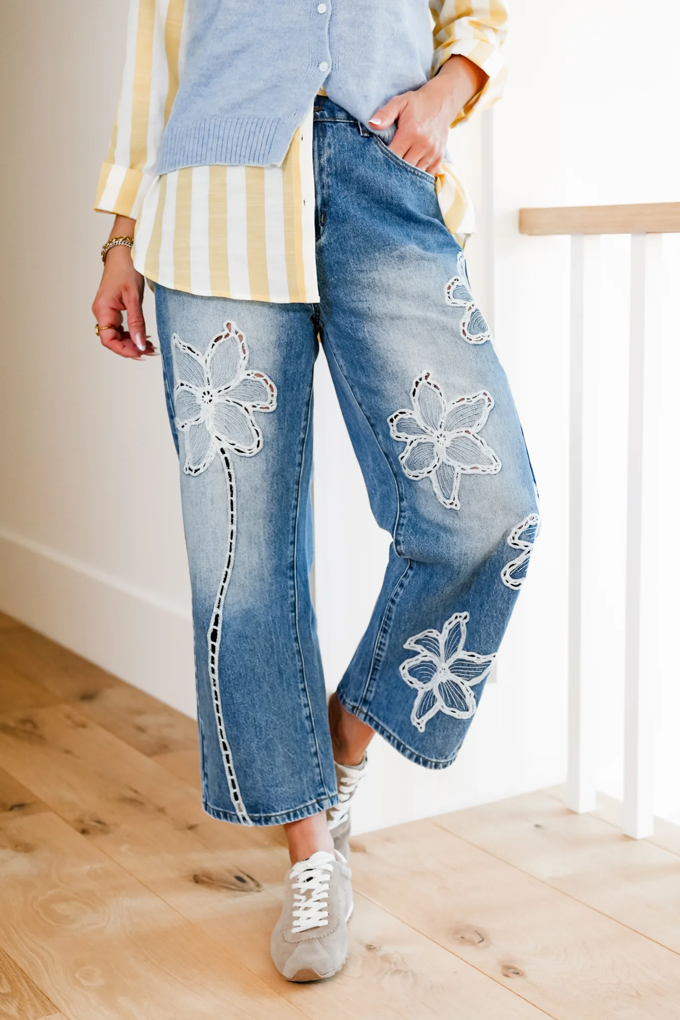 The Lily Bloom Floral Embroidered Straight Leg Jeans - Image 10