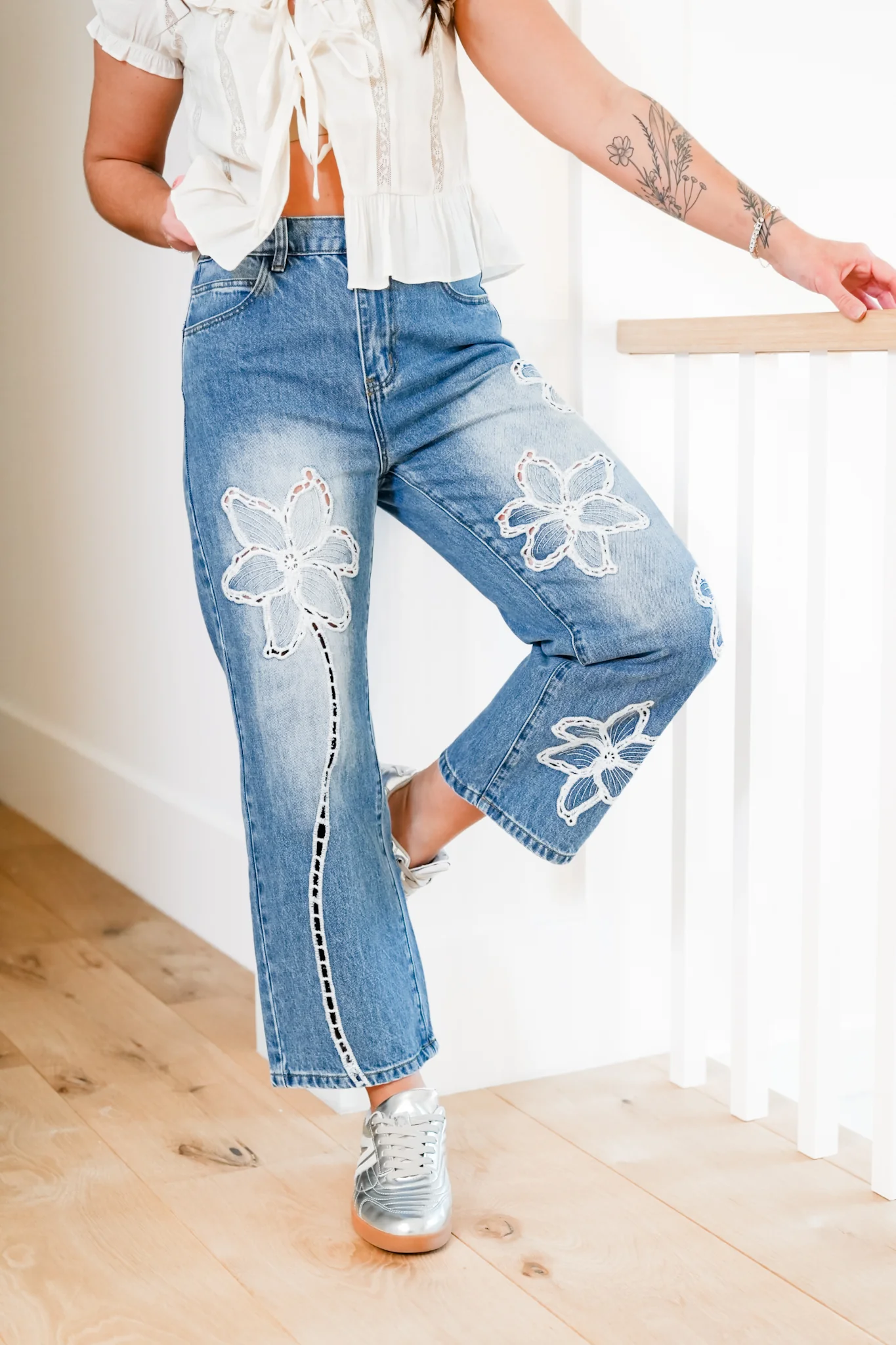 The Lily Bloom Floral Embroidered Straight Leg Jeans - Image 19