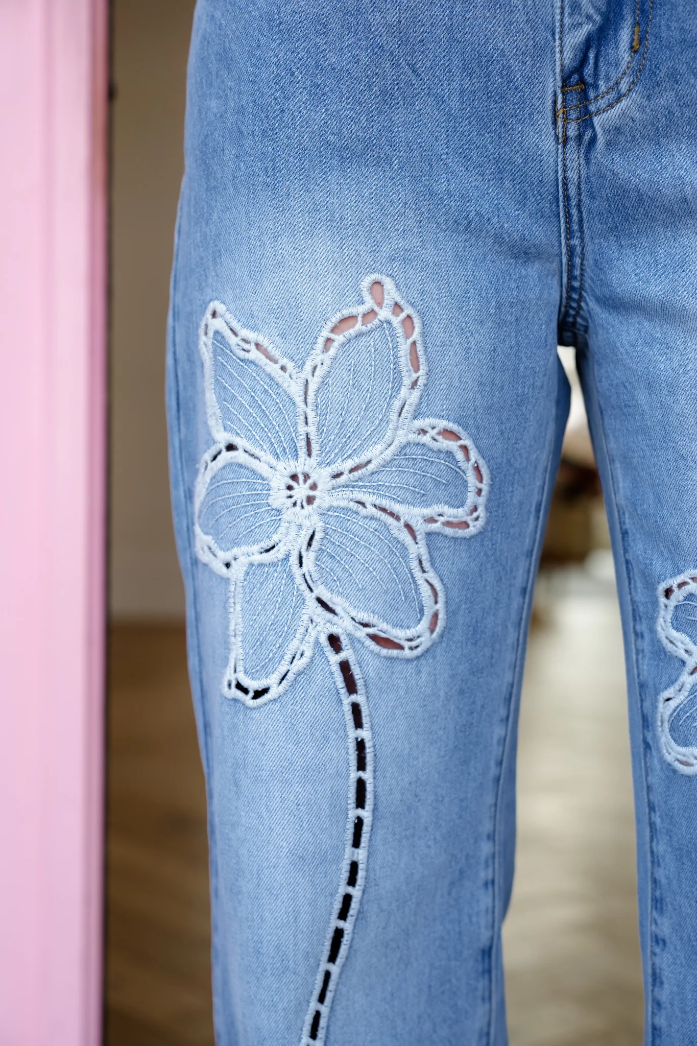 The Lily Bloom Floral Embroidered Straight Leg Jeans - Image 3