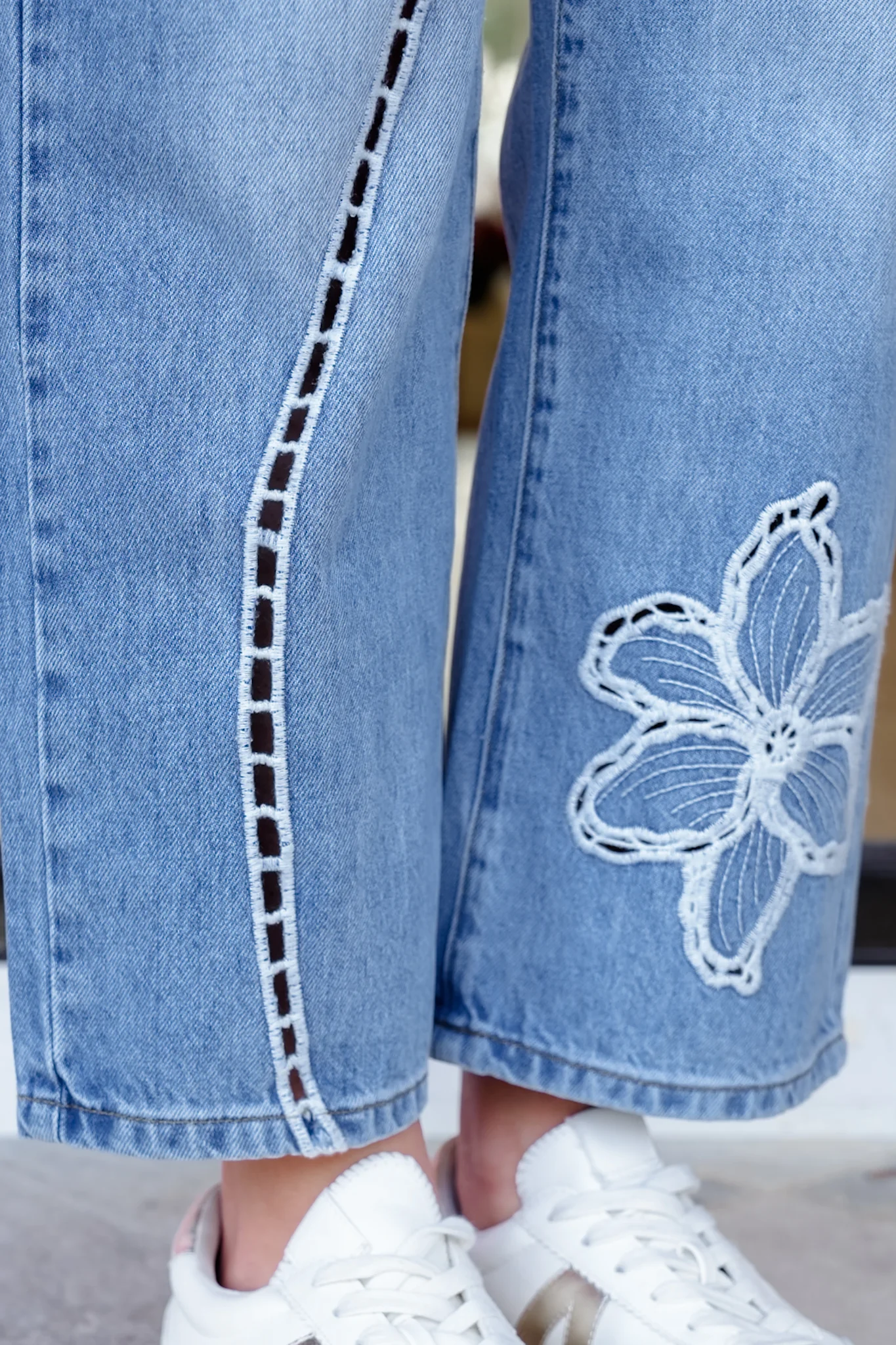 The Lily Bloom Floral Embroidered Straight Leg Jeans - Image 4
