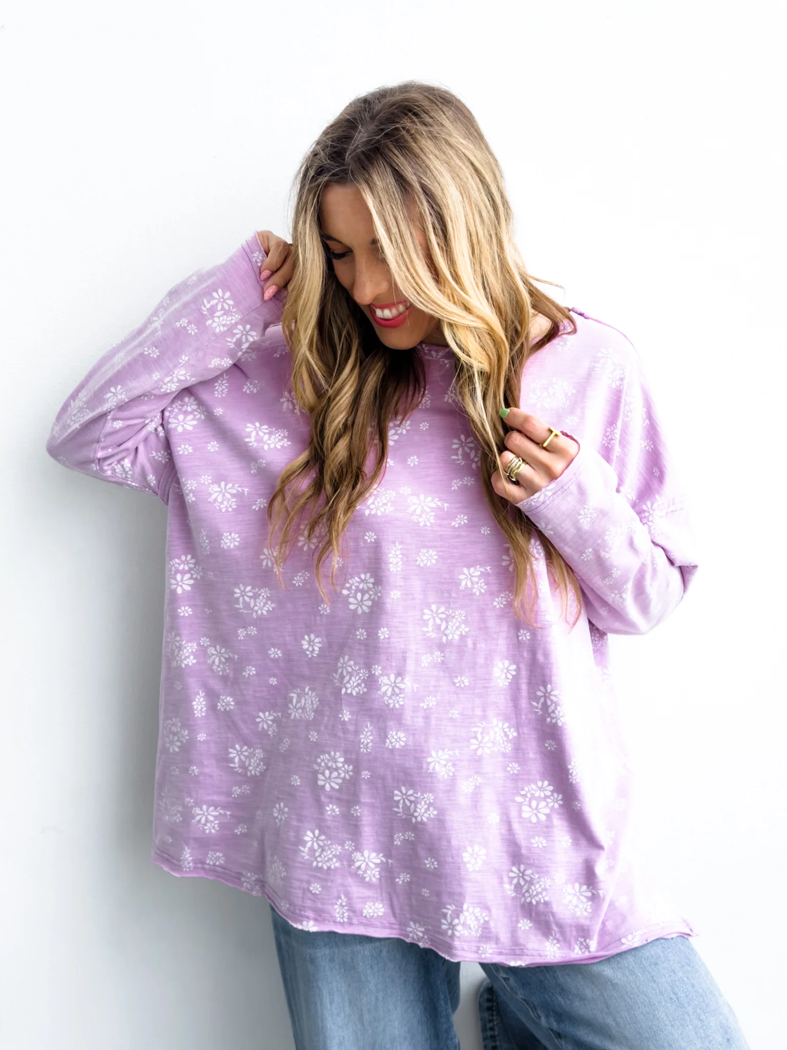 Floral Long Sleeve Round Neck Top - Image 5