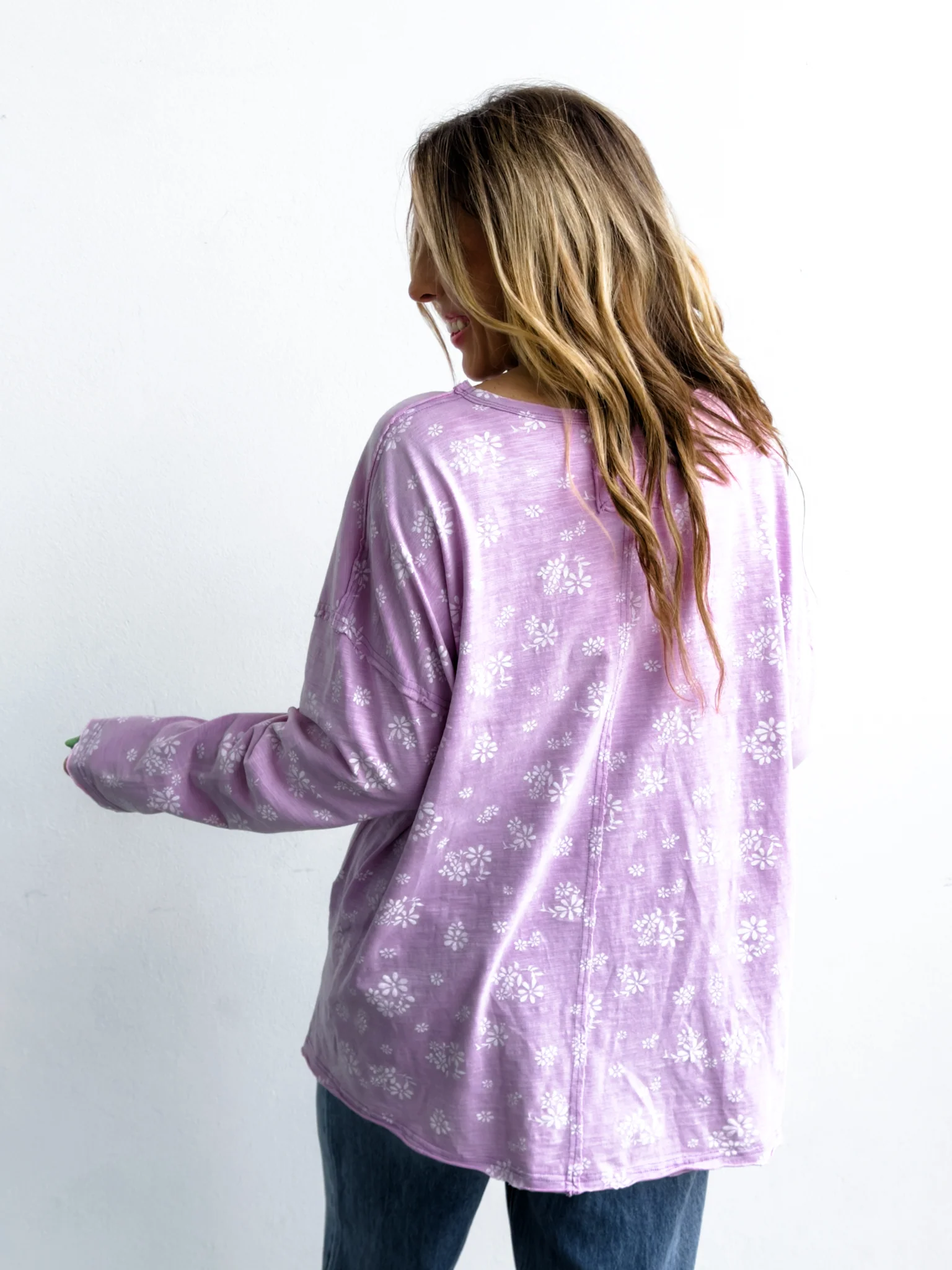 Floral Long Sleeve Round Neck Top - Image 6