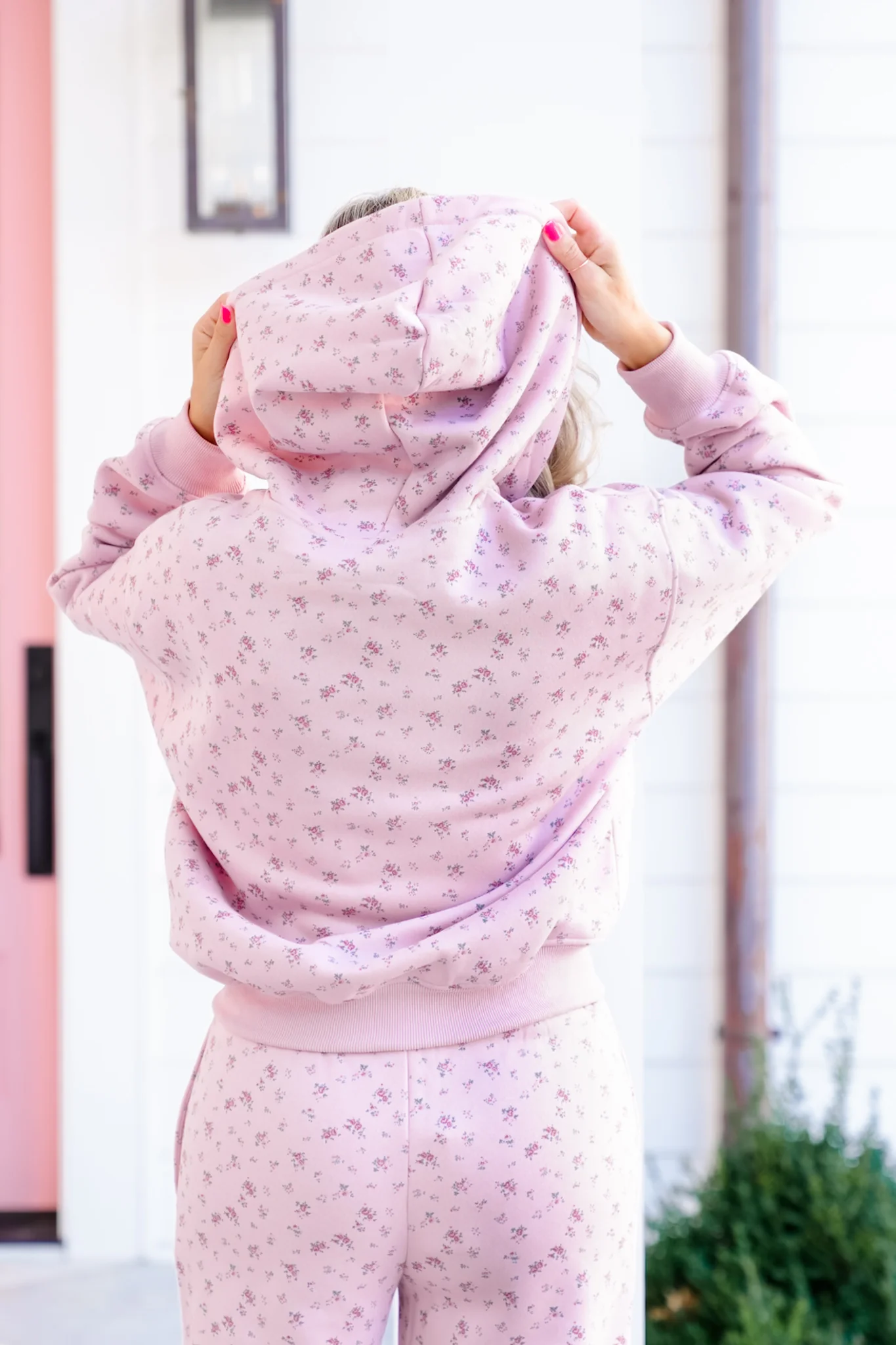 Pink Floral Long Sleeve Zip Up Hoodie - Image 4