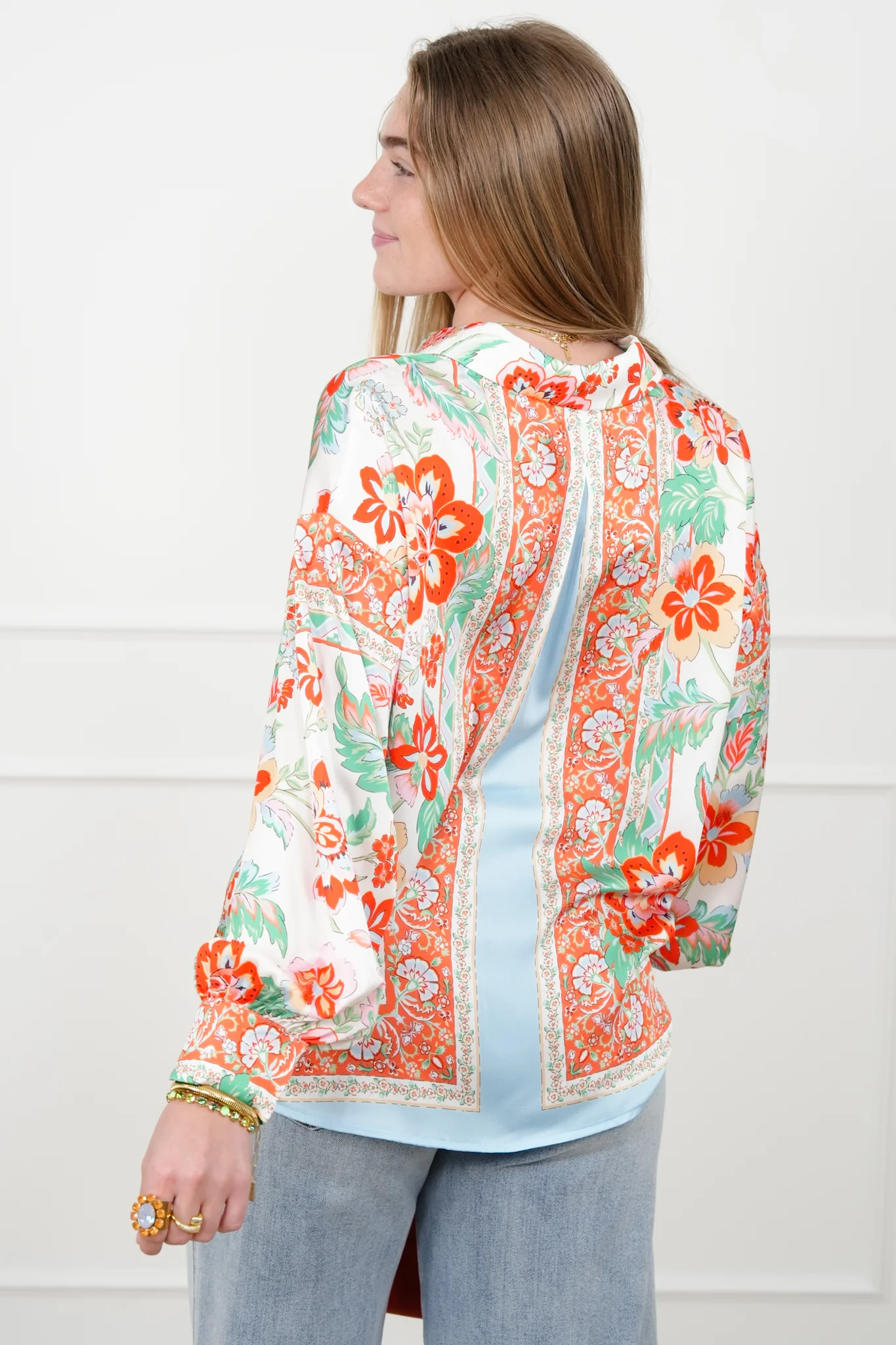 Floral Pattern Long Sleeve Button Up Blouse - Image 4