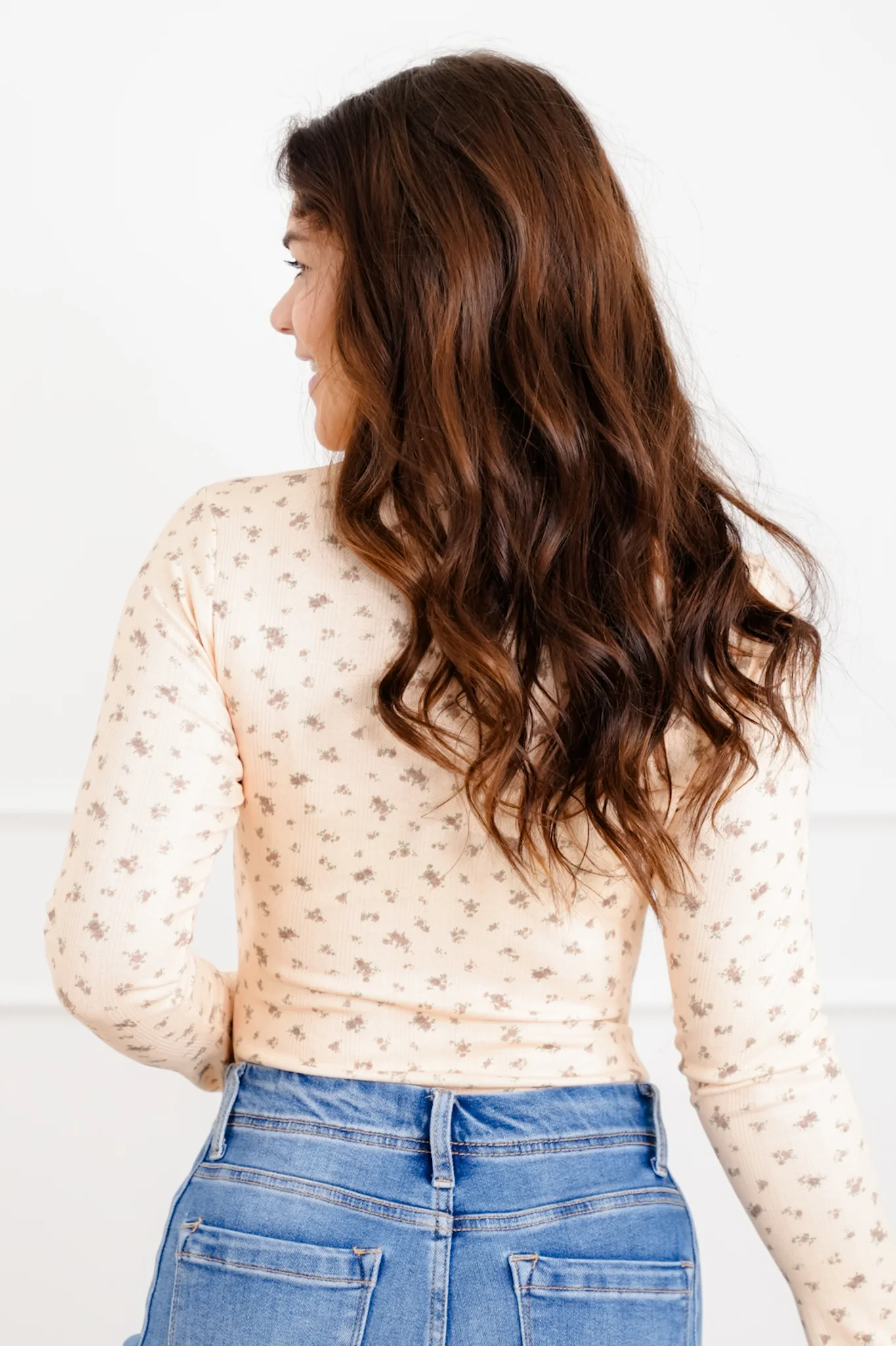 Floral Print Long Bell Sleeve Bodysuit - Image 5