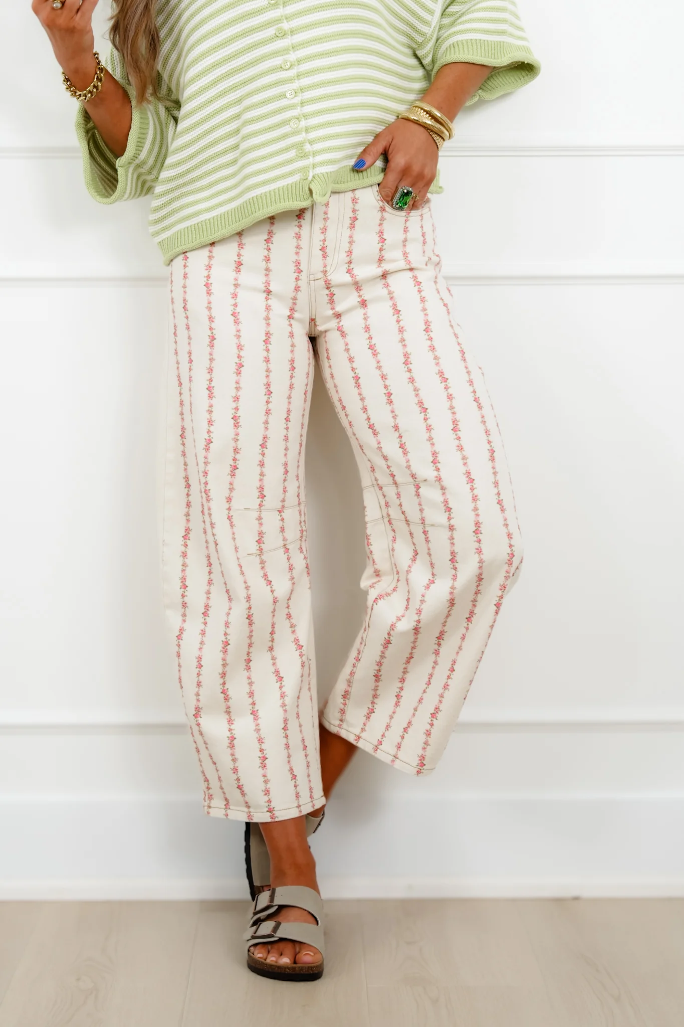 Floral Print Relaxed Barrel Pants - Image 6