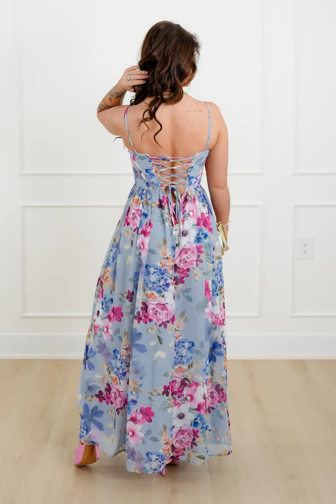 Floral Print Sleeveless Corset Maxi Dress - Image 6