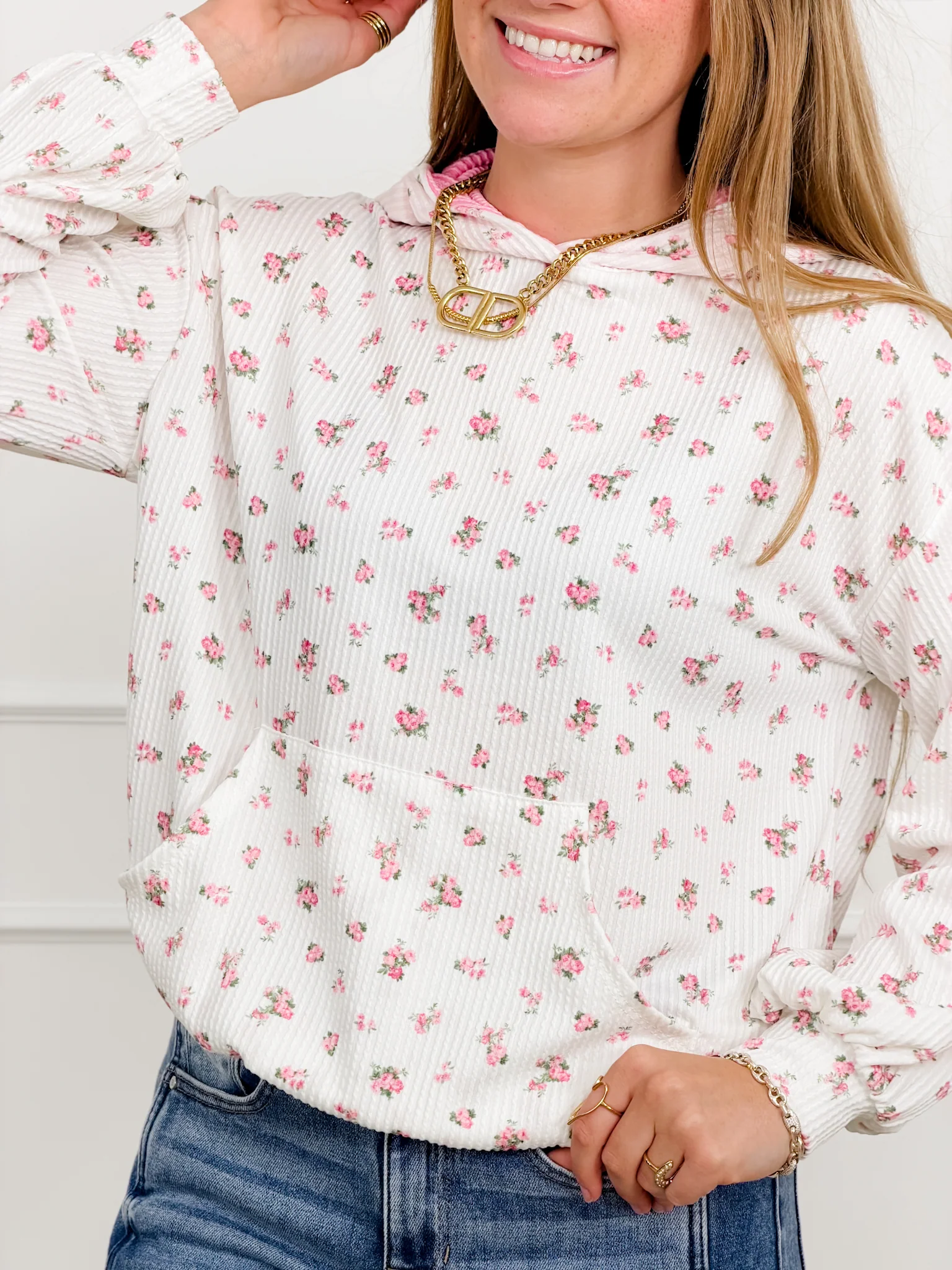 Floral Print Urban Ribbed Long Sleeve Top - Image 2