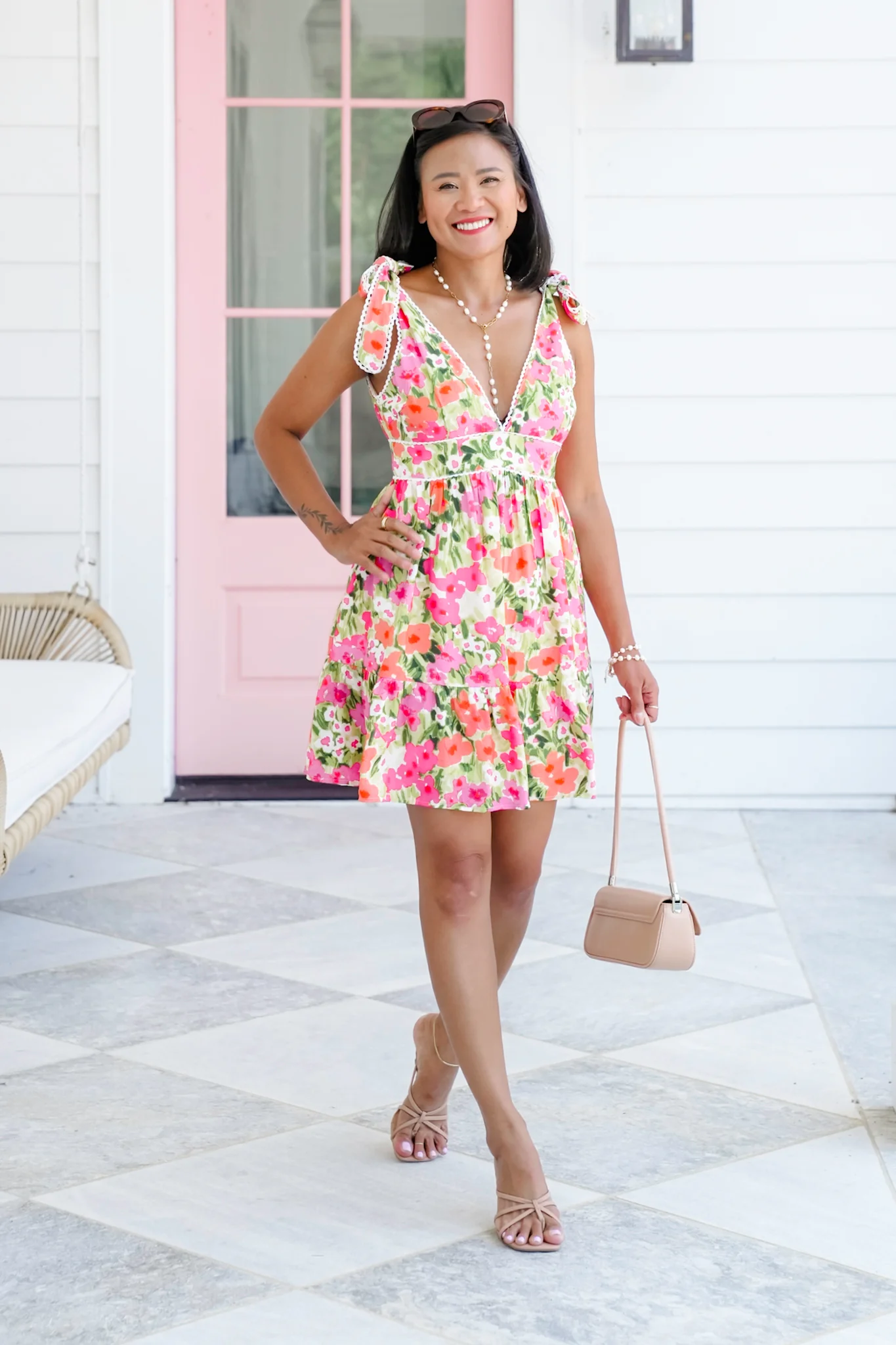 Floral Sleeveless Deep V-Neck Dress - Image 2