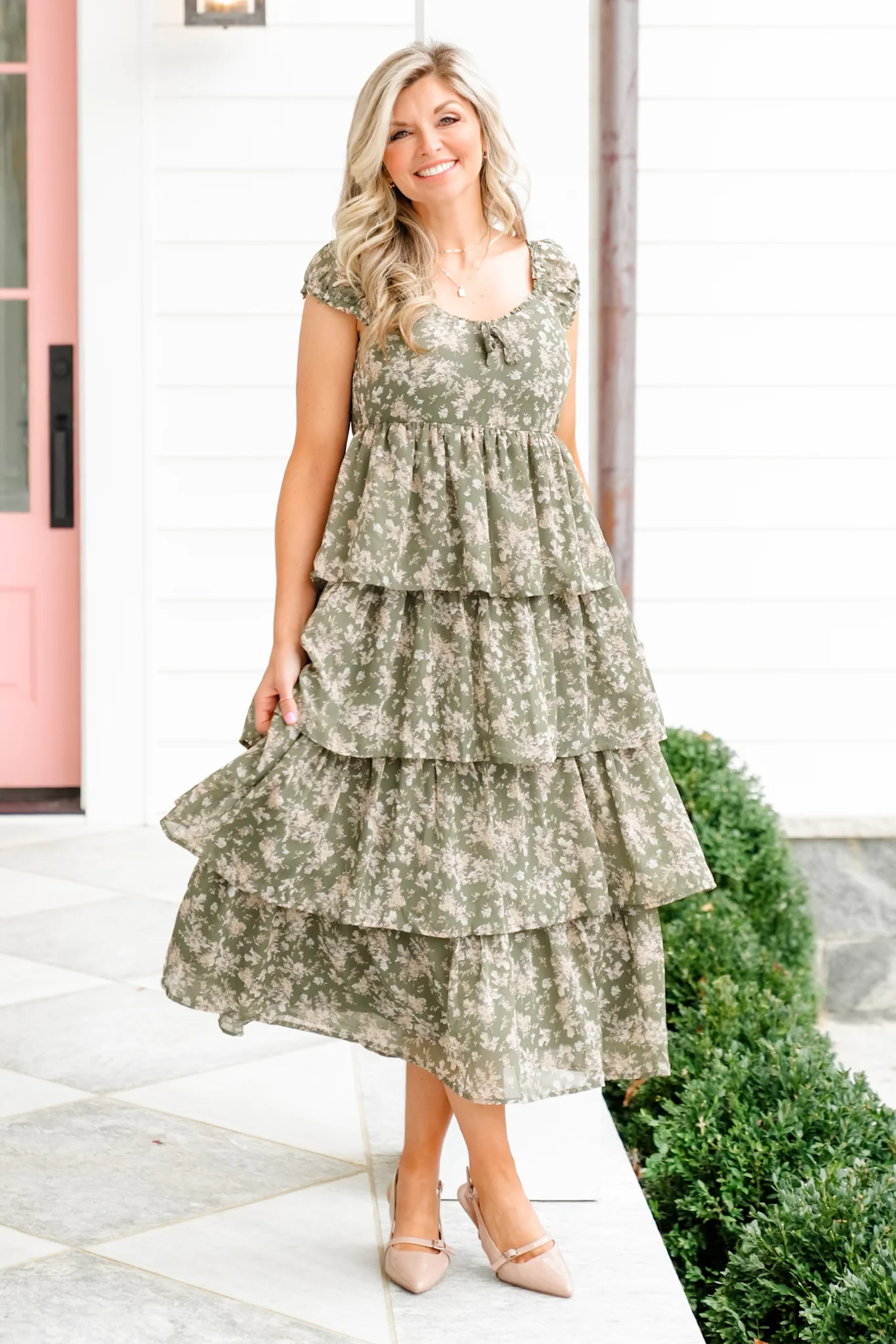 Floral Sleeveless Tiered Midi Dress - Image 2