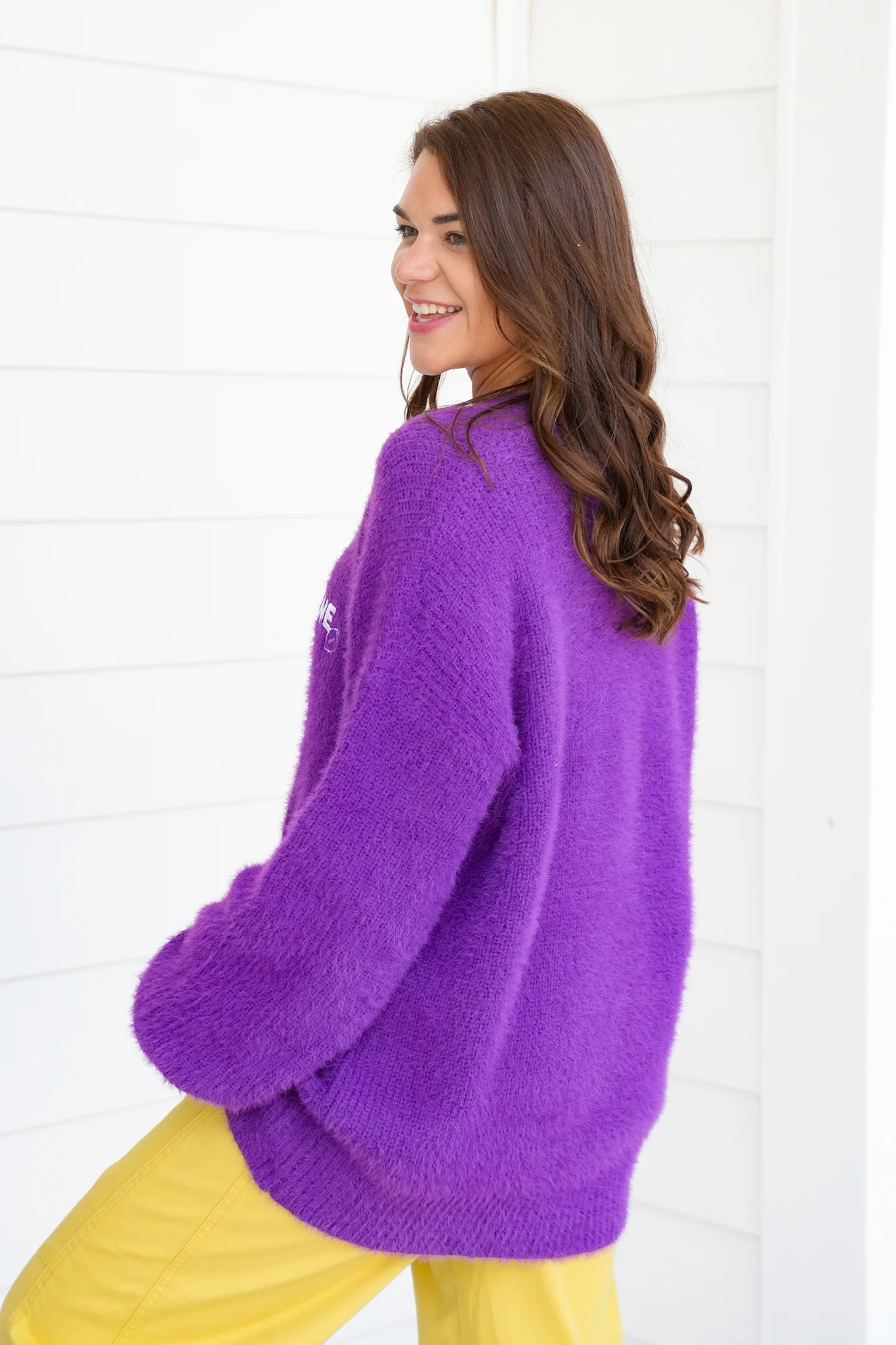 Fuzzy Long Sleeve "Own The Game" Pullover Sweater - Image 6