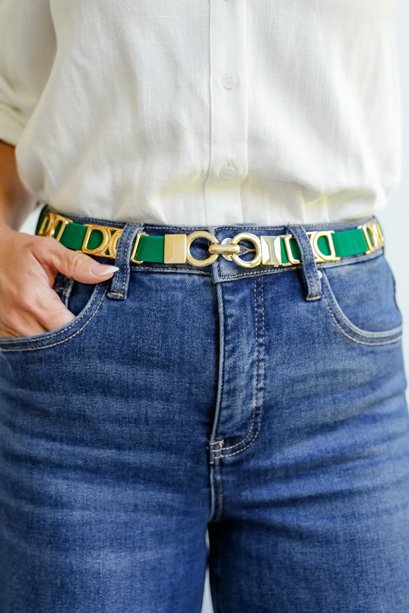 German Fuentes Stretch Belt with Half Moon Pattern - Image 2