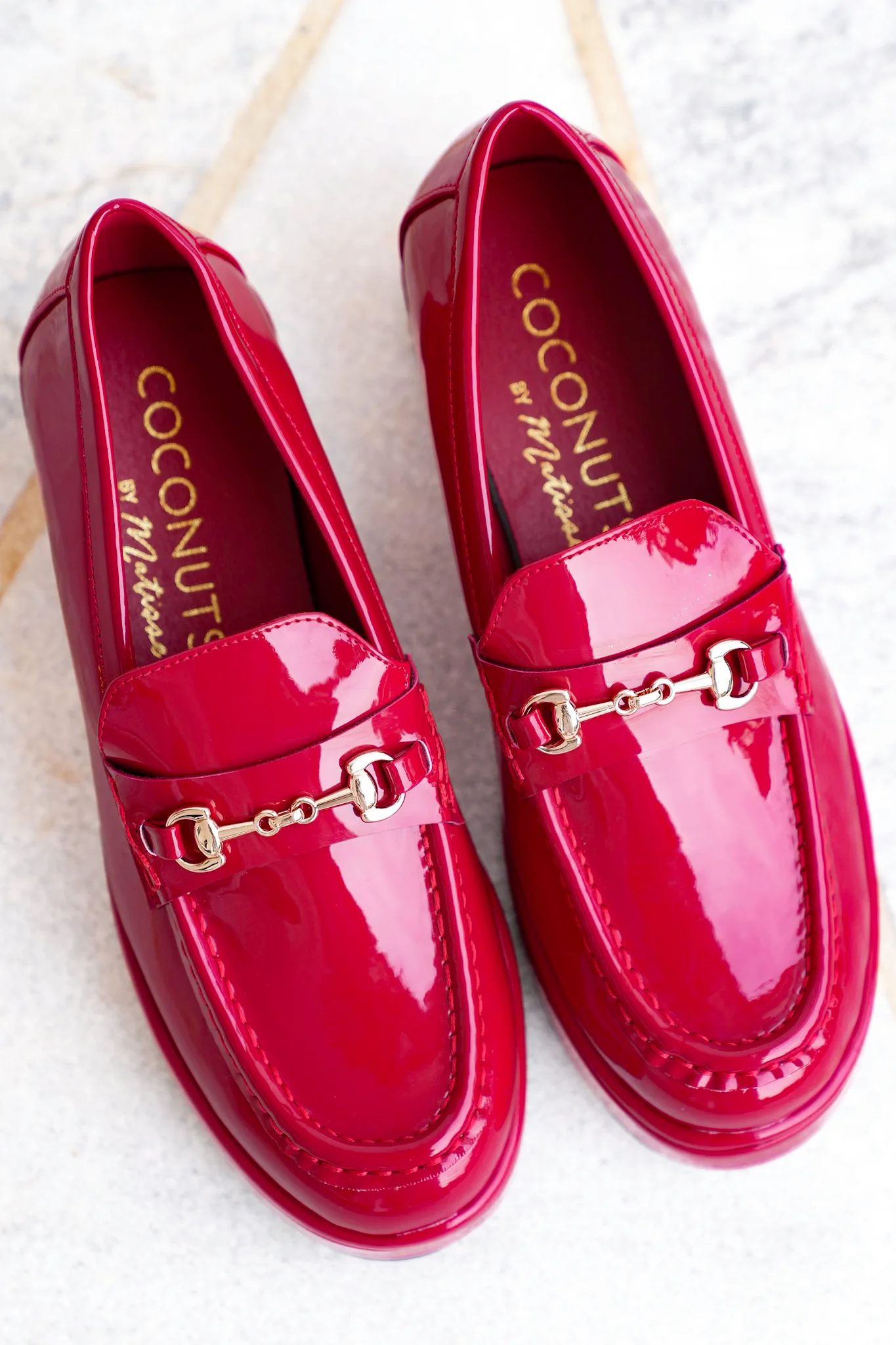 Glossy Chic Patent Platform Loafer with Gold Accent - Image 3