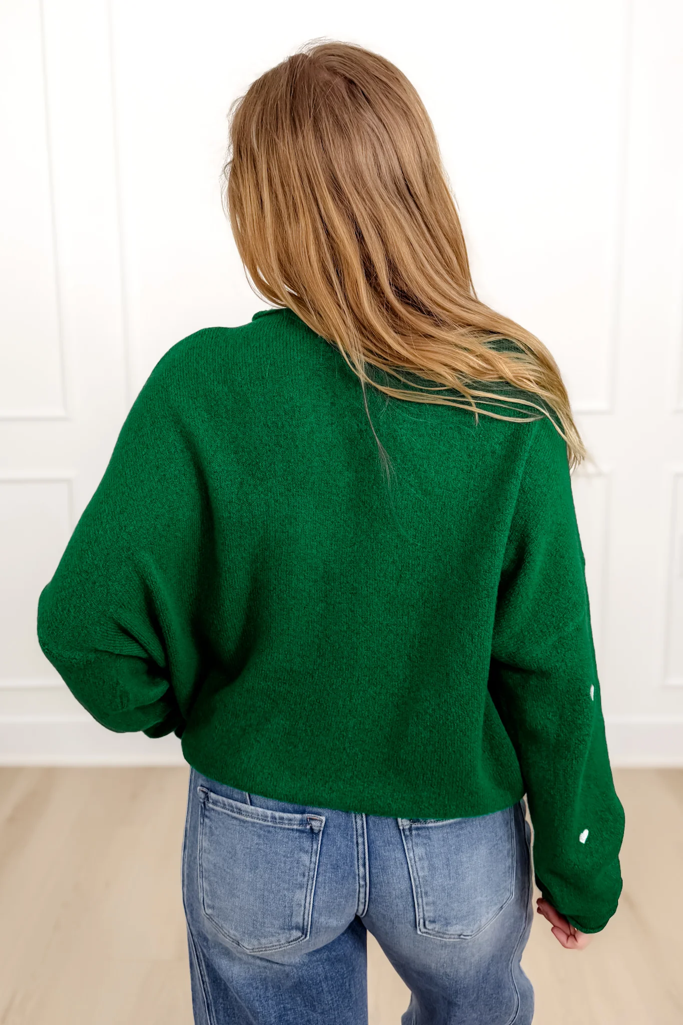 Green Embroidered Hearts Long Sleeve Button Down Cardigan - Image 3