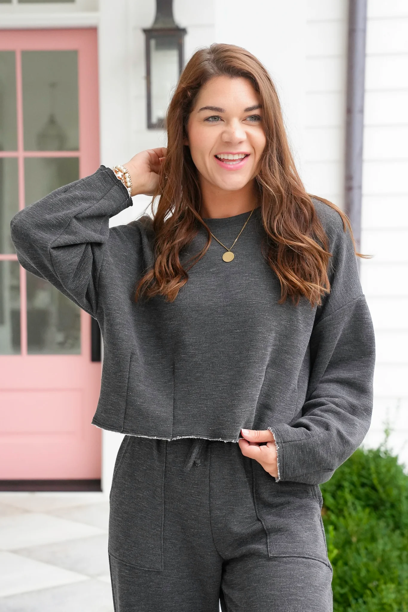Heathered Long Sleeve Pullover with Dart Accent - Image 3