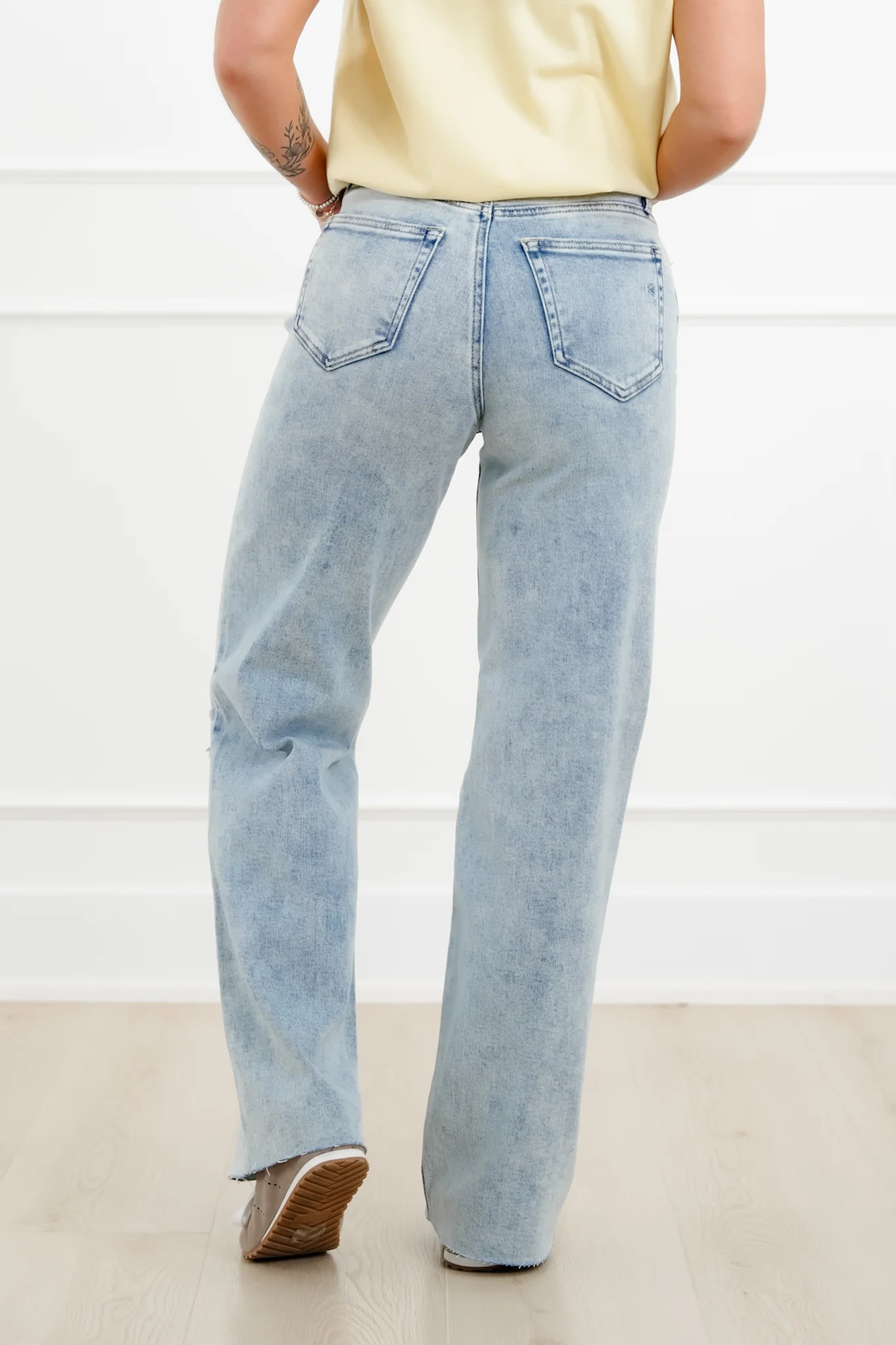 Hidden High Rise Light Wash Distressed Dad Jeans - Image 3