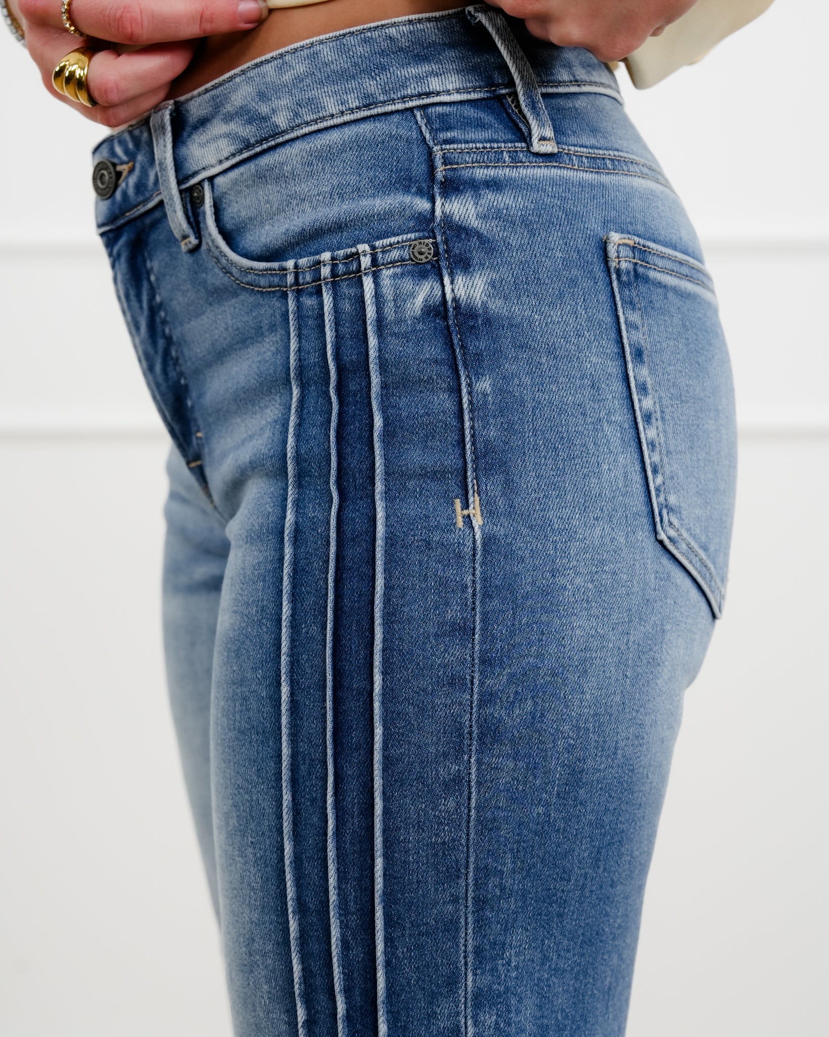 Hidden Mid Rise Dark Wash Flare Jeans - Image 2