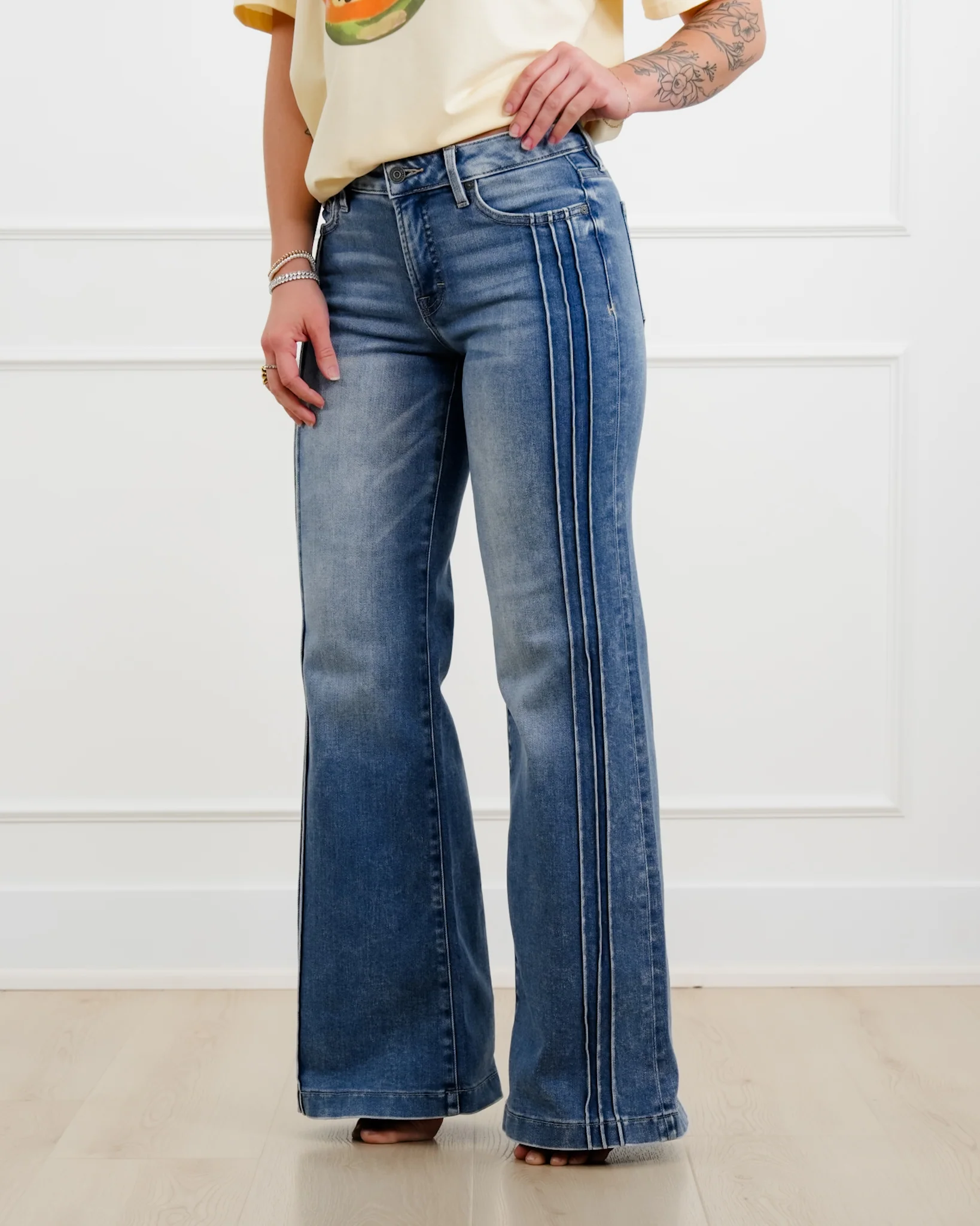 Hidden Mid Rise Dark Wash Flare Jeans - Image 7