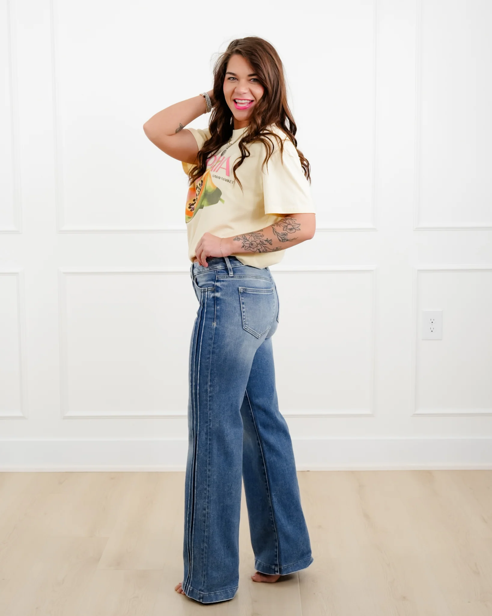 Hidden Mid Rise Dark Wash Flare Jeans - Image 9
