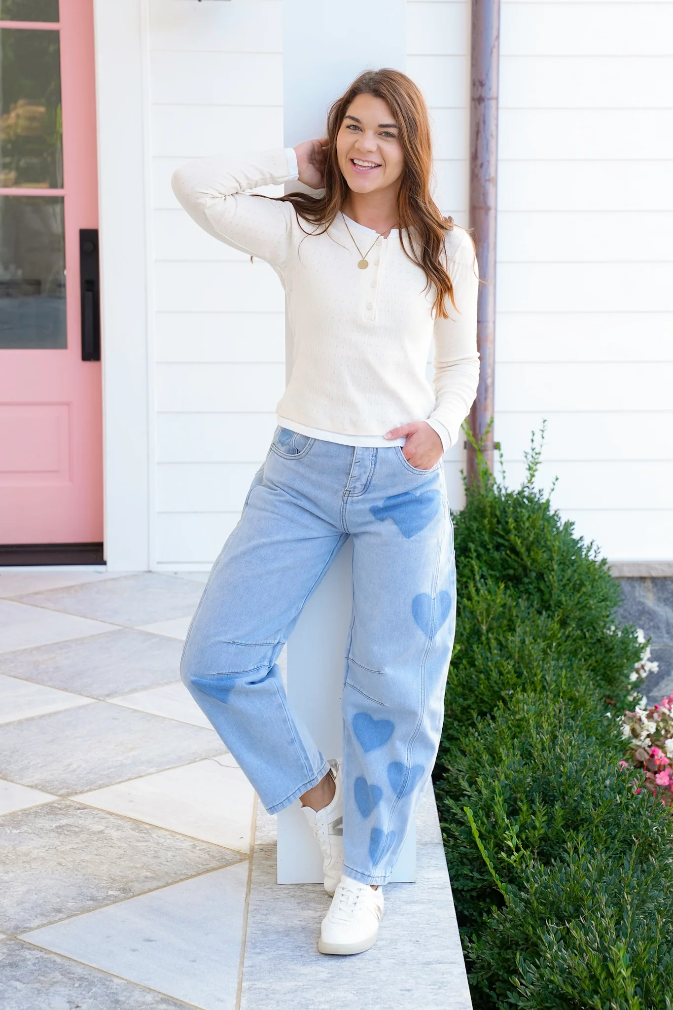 Ivory Ribbed Knit Long Sleeve Button Up Layered Top - Image 4