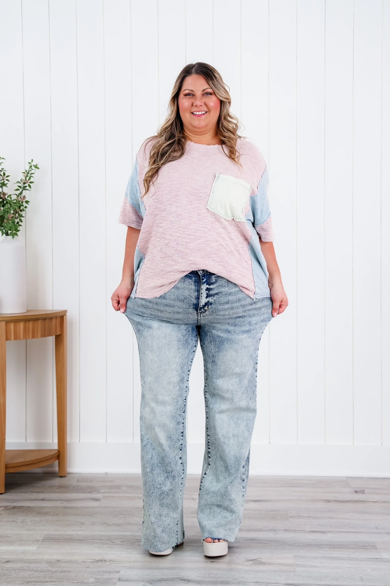 Judy Blue  Bad Blood High Rise Light Mineral Wash Raw Hem Wide Leg Jeans - Image 15