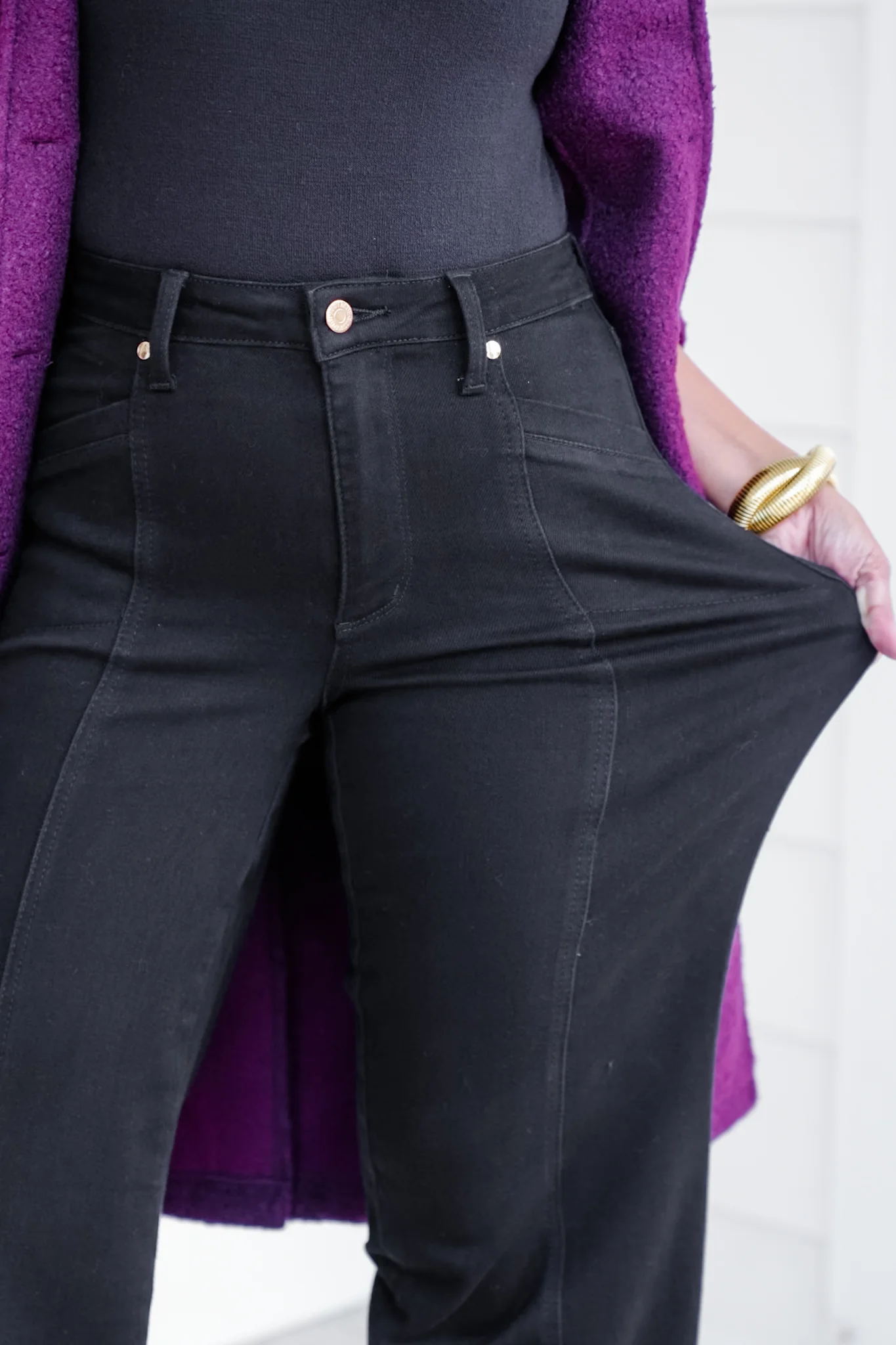 Judy Blue High Rise Black Retro Wide Leg Jeans - Image 3