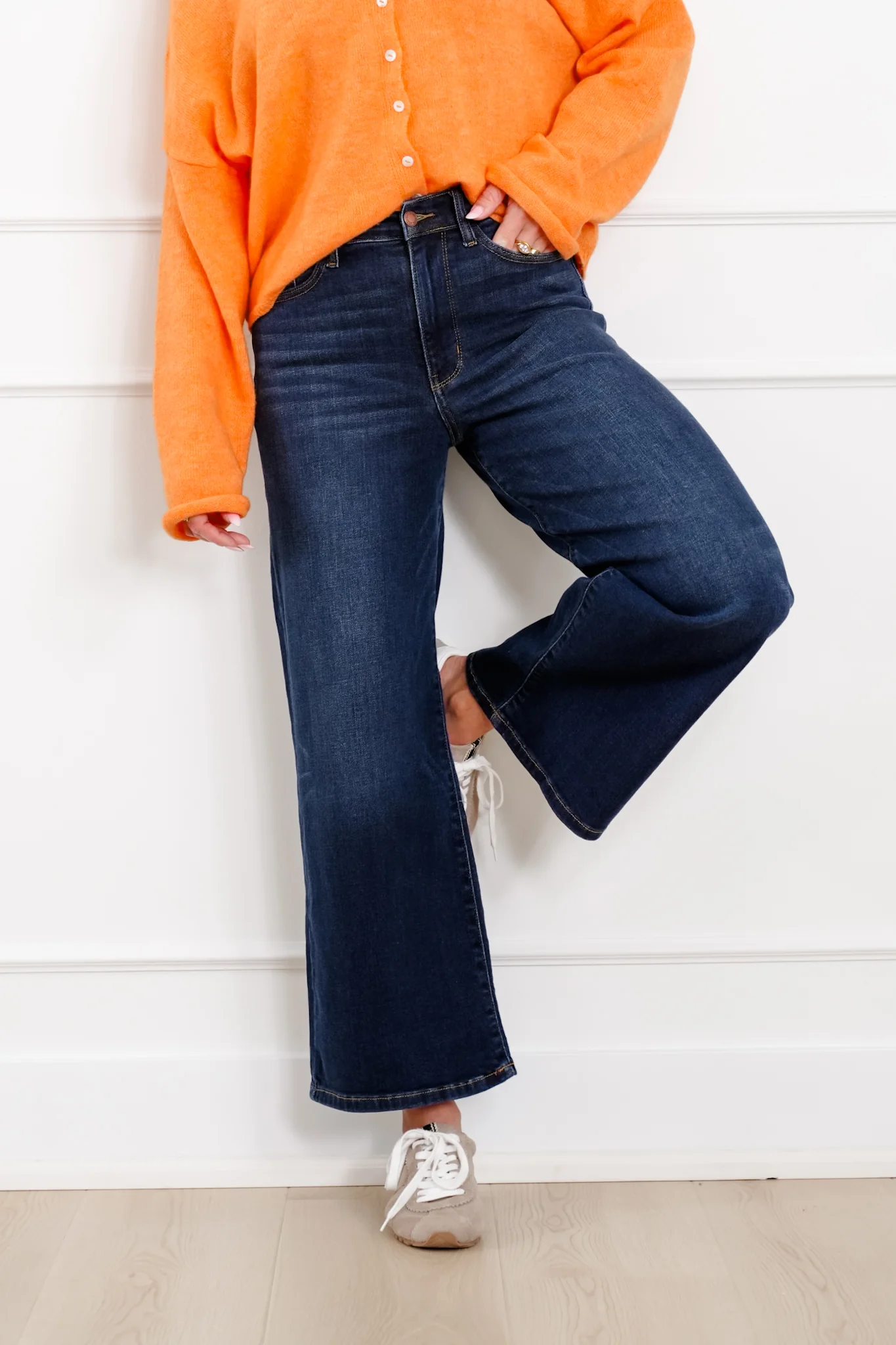 Judy Blue High Rise Dark Wash Ankle Wide Leg Jeans