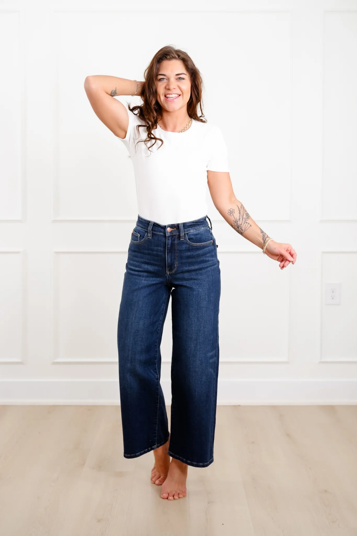 Judy Blue High Rise Dark Wash Ankle Wide Leg Jeans - Image 2