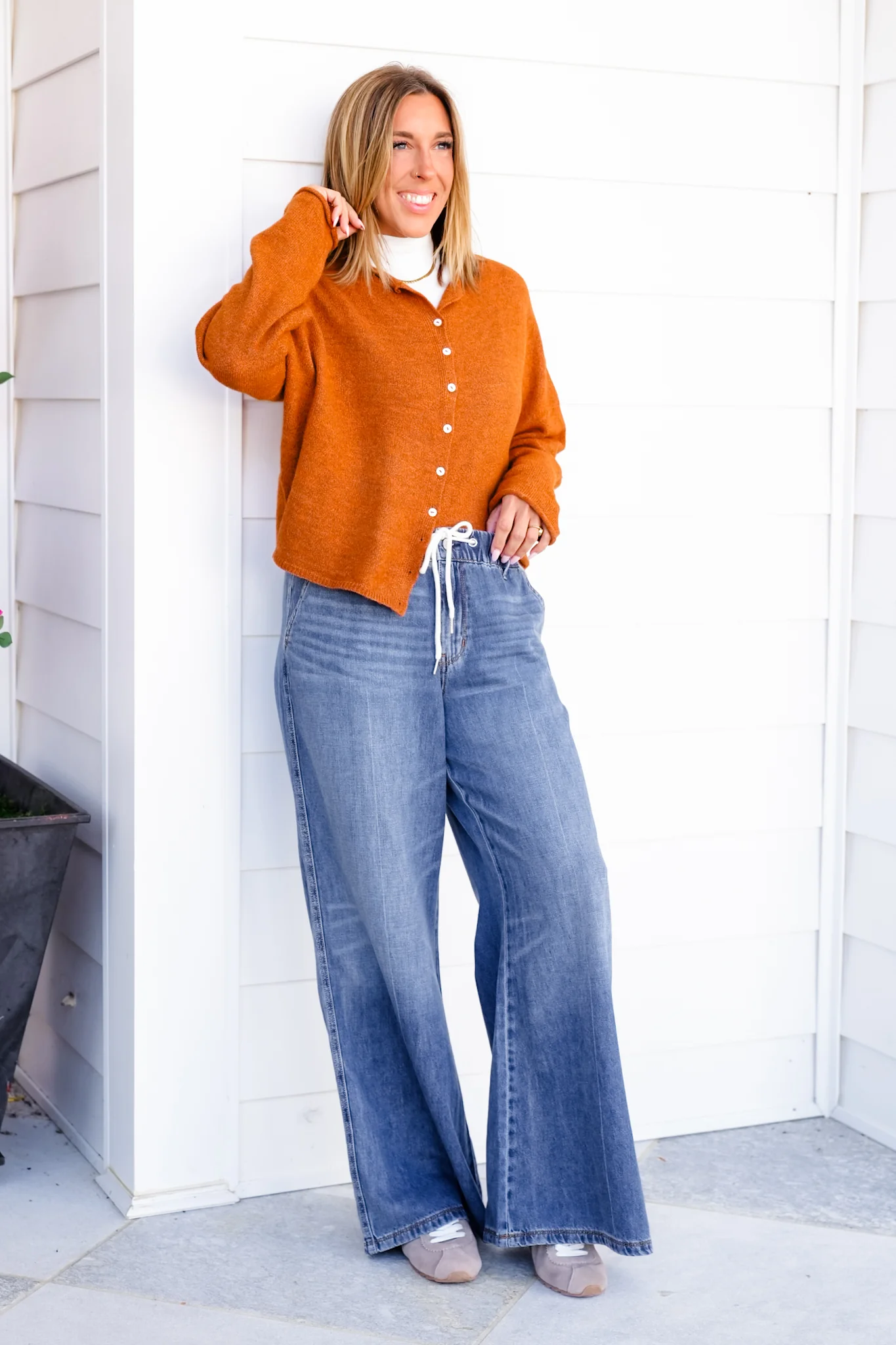 Judy Blue High Rise Dark Wash Elastic Waistband Featherweight Palazzo Jeans - Image 11