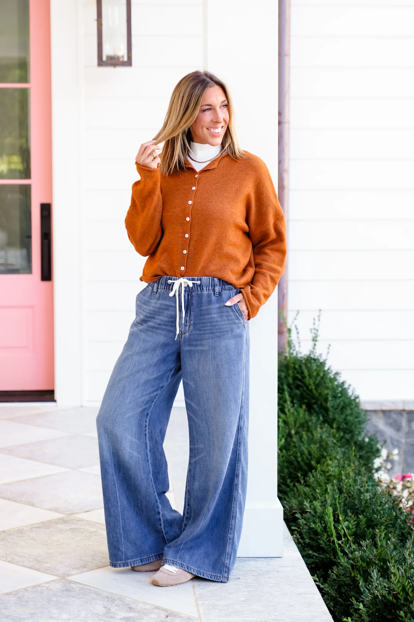 Judy Blue High Rise Dark Wash Elastic Waistband Featherweight Palazzo Jeans - Image 13