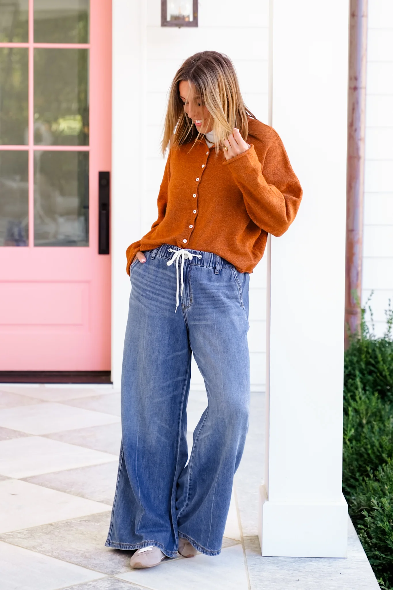 Judy Blue High Rise Dark Wash Elastic Waistband Featherweight Palazzo Jeans - Image 3