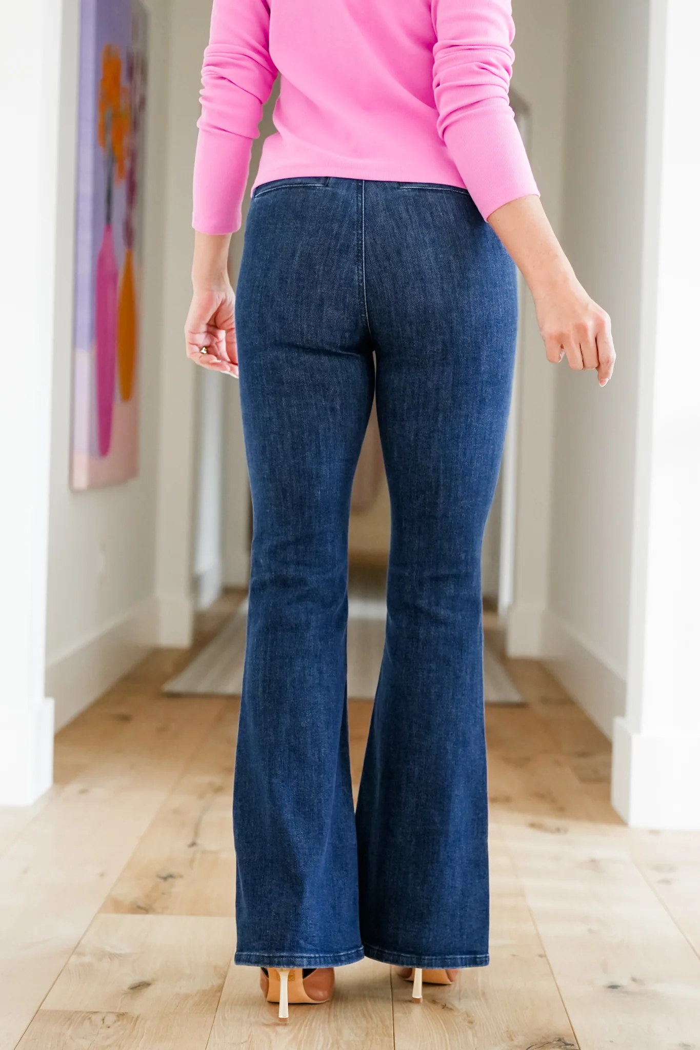 Judy Blue High Rise Dark Wash Flare Jeans with Patch Pockets - Image 9