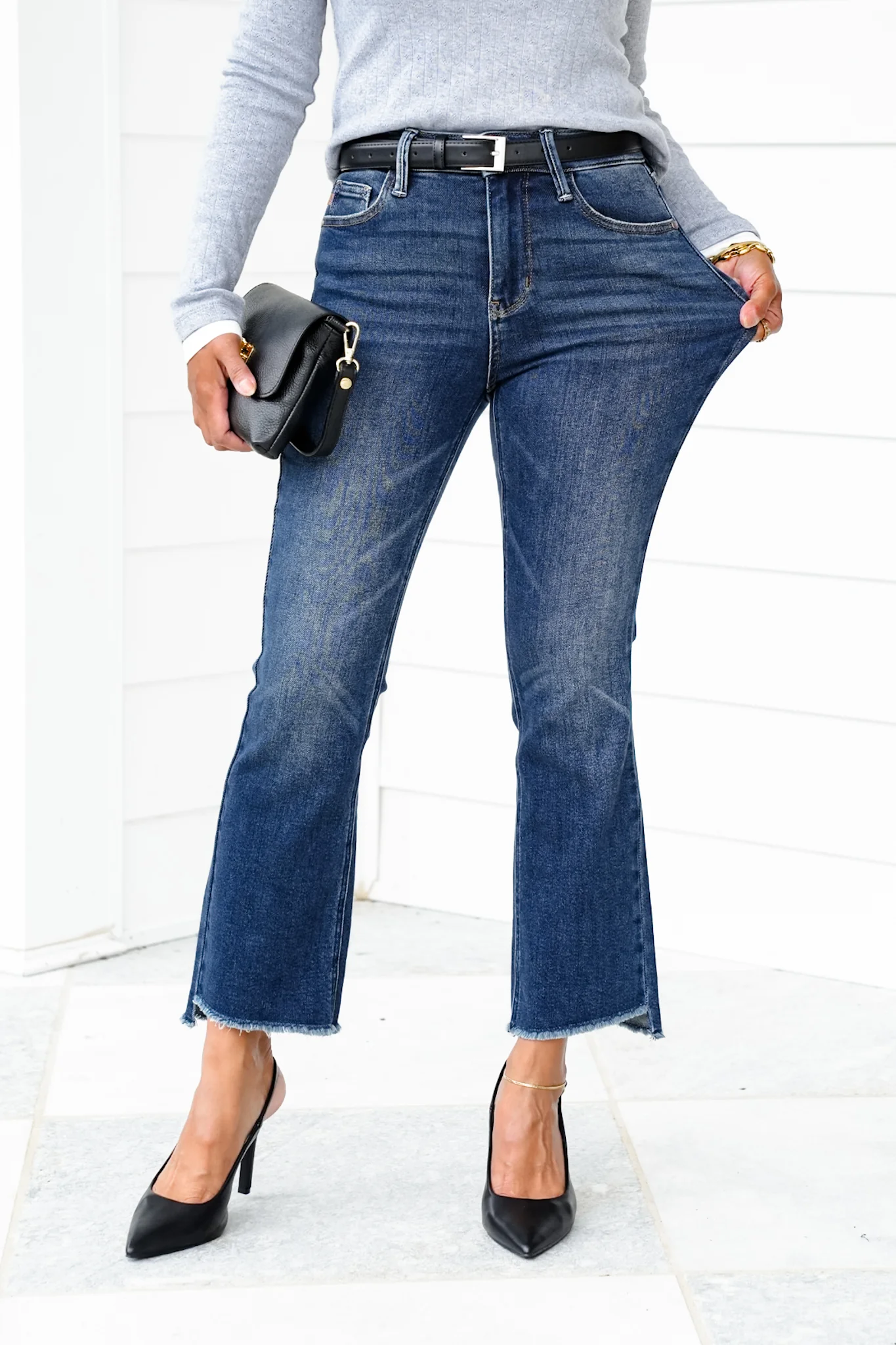 Restock! Judy Blue The Alex High Rise Dark Wash Kick Flare Jeans - Image 5