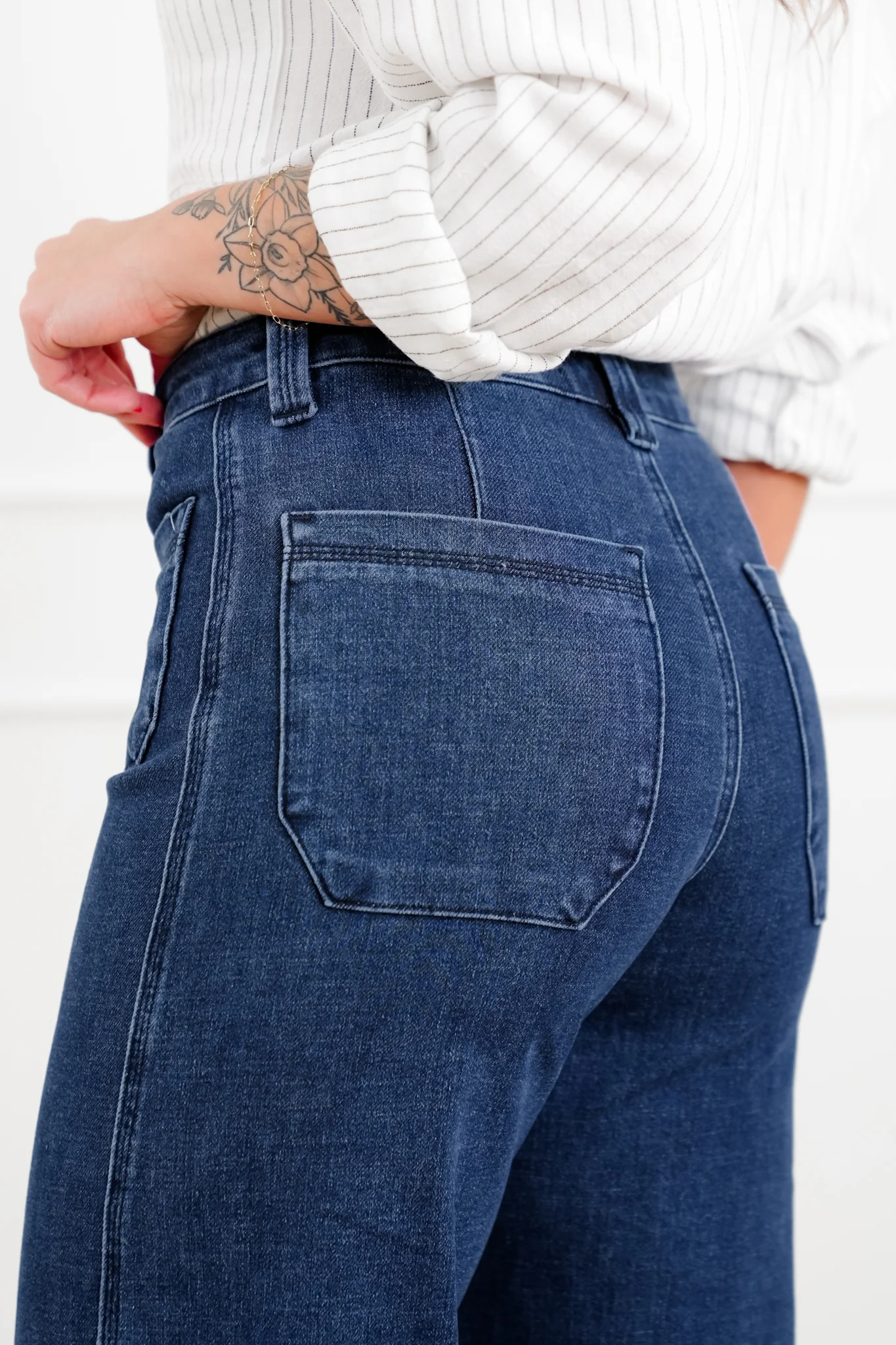 Judy Blue "The Blaire" High Rise Dark Wash Retro Wide Leg Jeans with Twisted Seams - Image 11