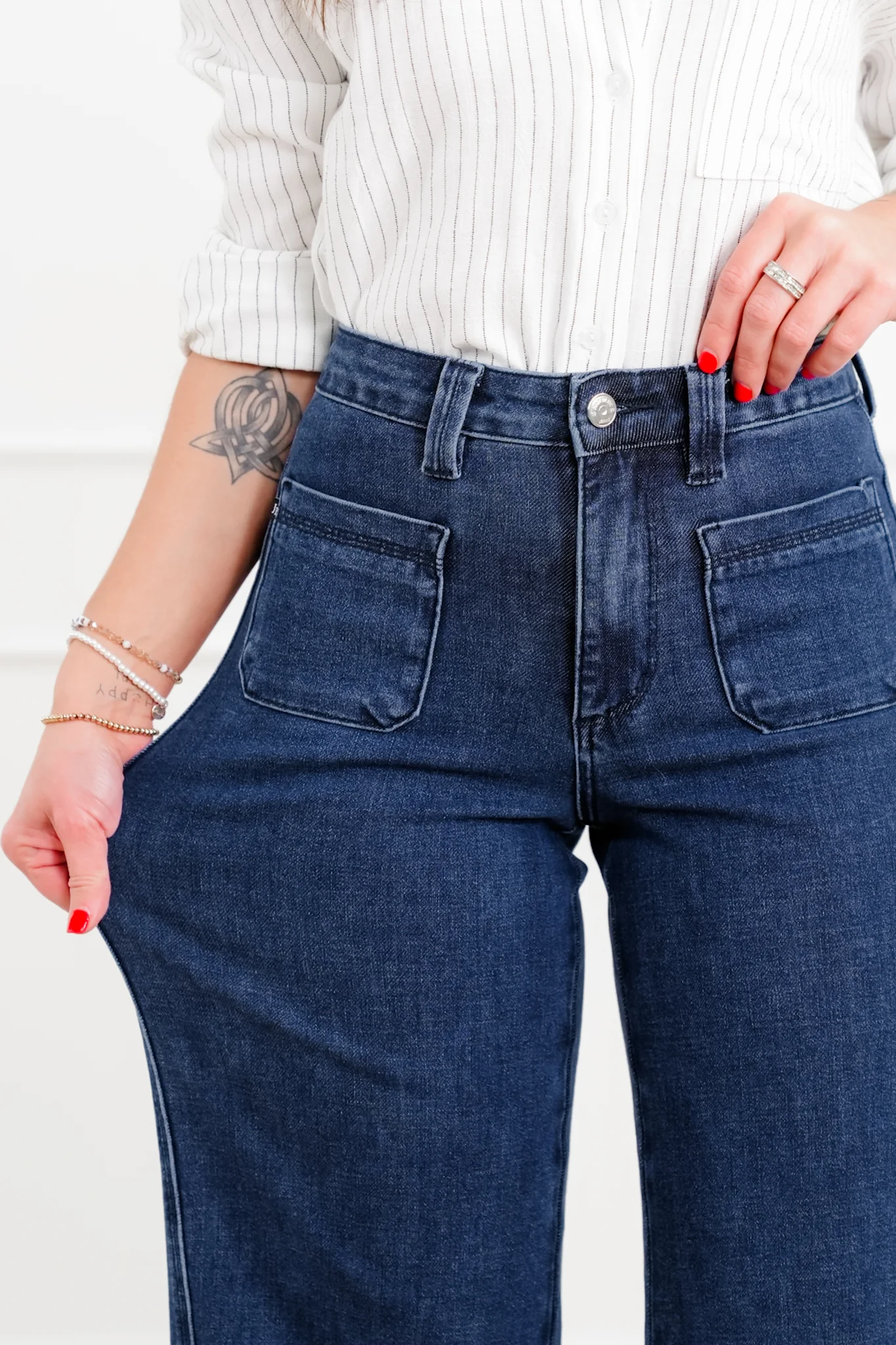 Judy Blue "The Blaire" High Rise Dark Wash Retro Wide Leg Jeans with Twisted Seams - Image 2