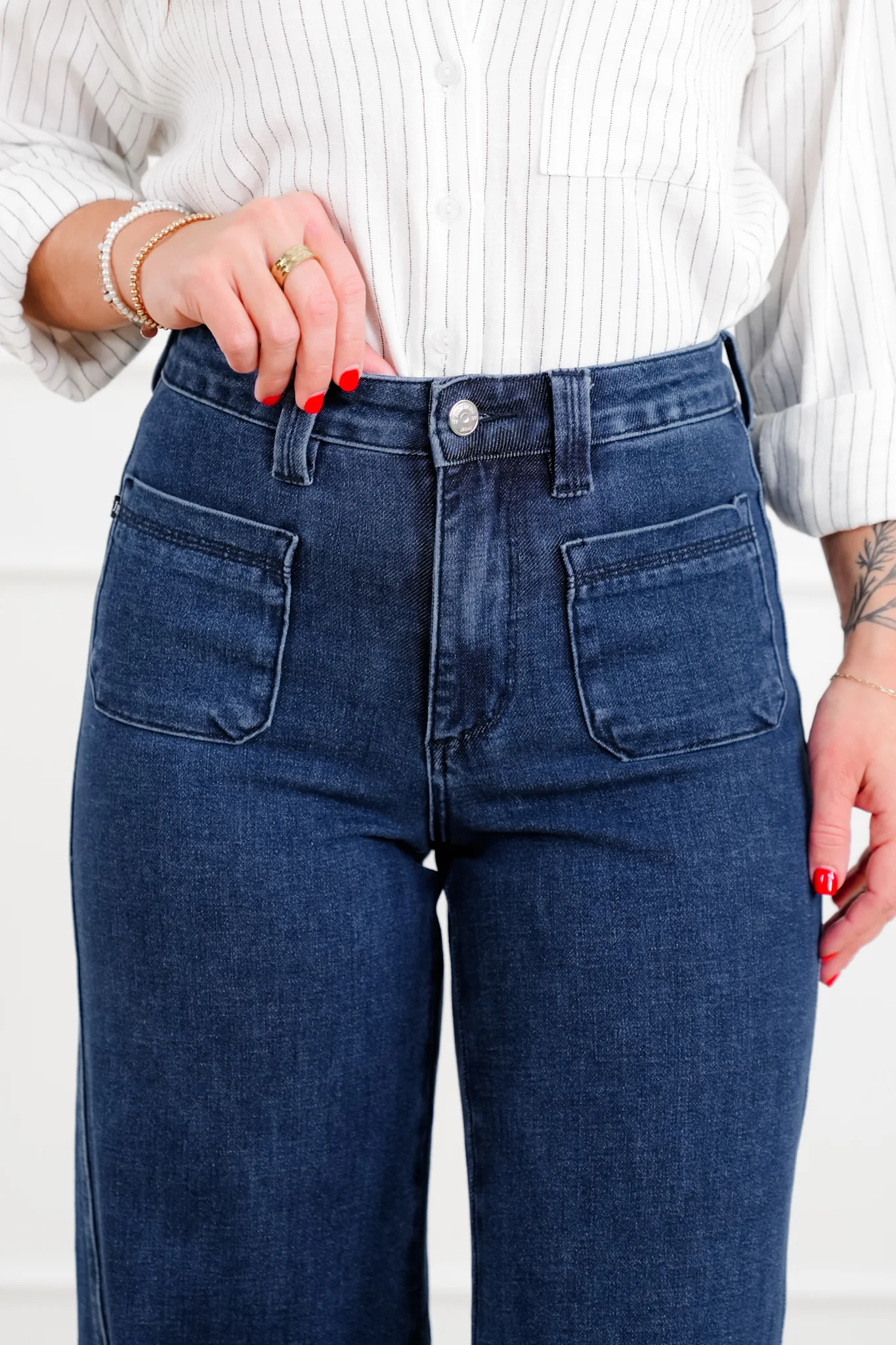 Judy Blue "The Blaire" High Rise Dark Wash Retro Wide Leg Jeans with Twisted Seams - Image 3