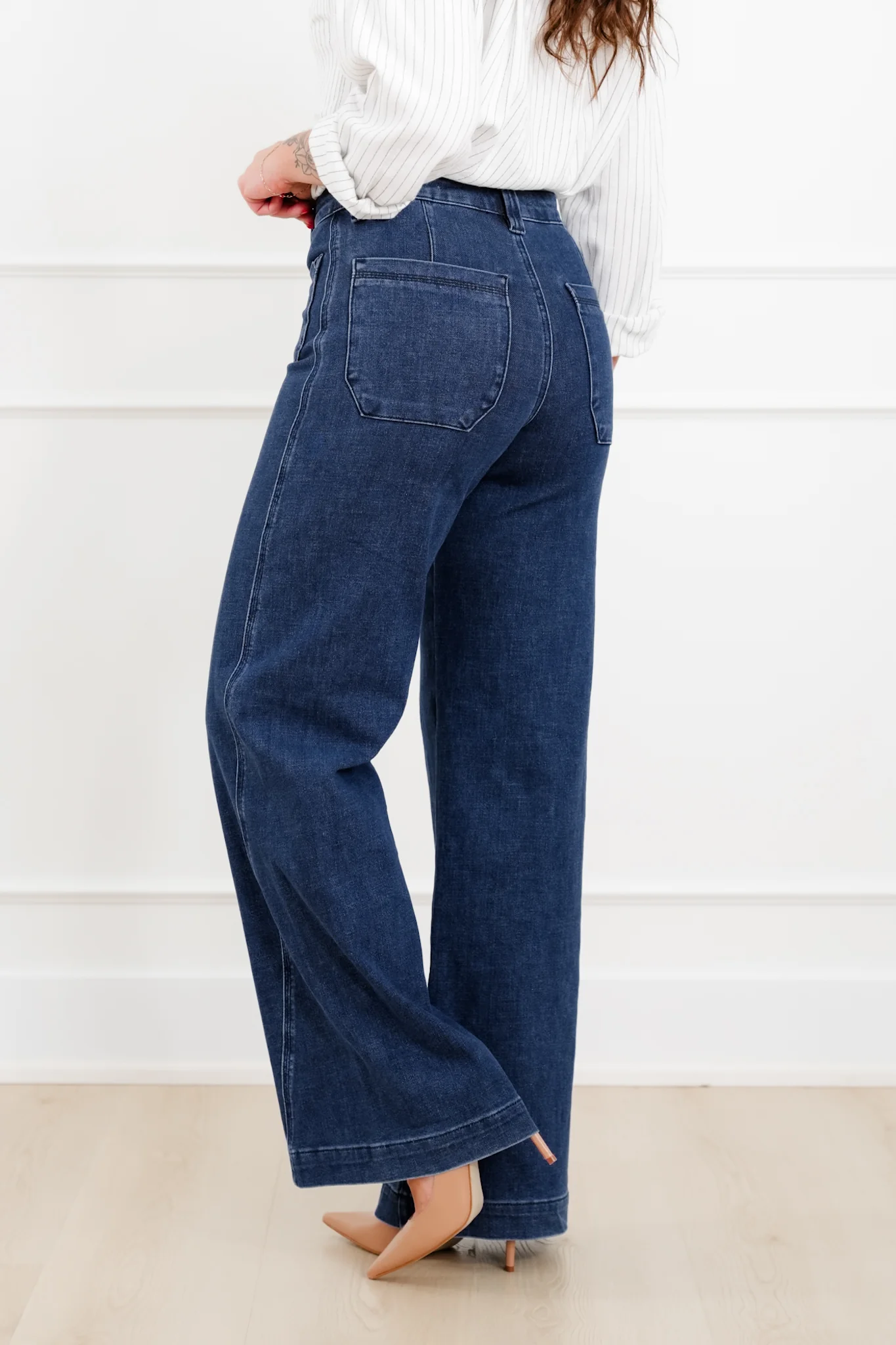 Judy Blue "The Blaire" High Rise Dark Wash Retro Wide Leg Jeans with Twisted Seams - Image 5