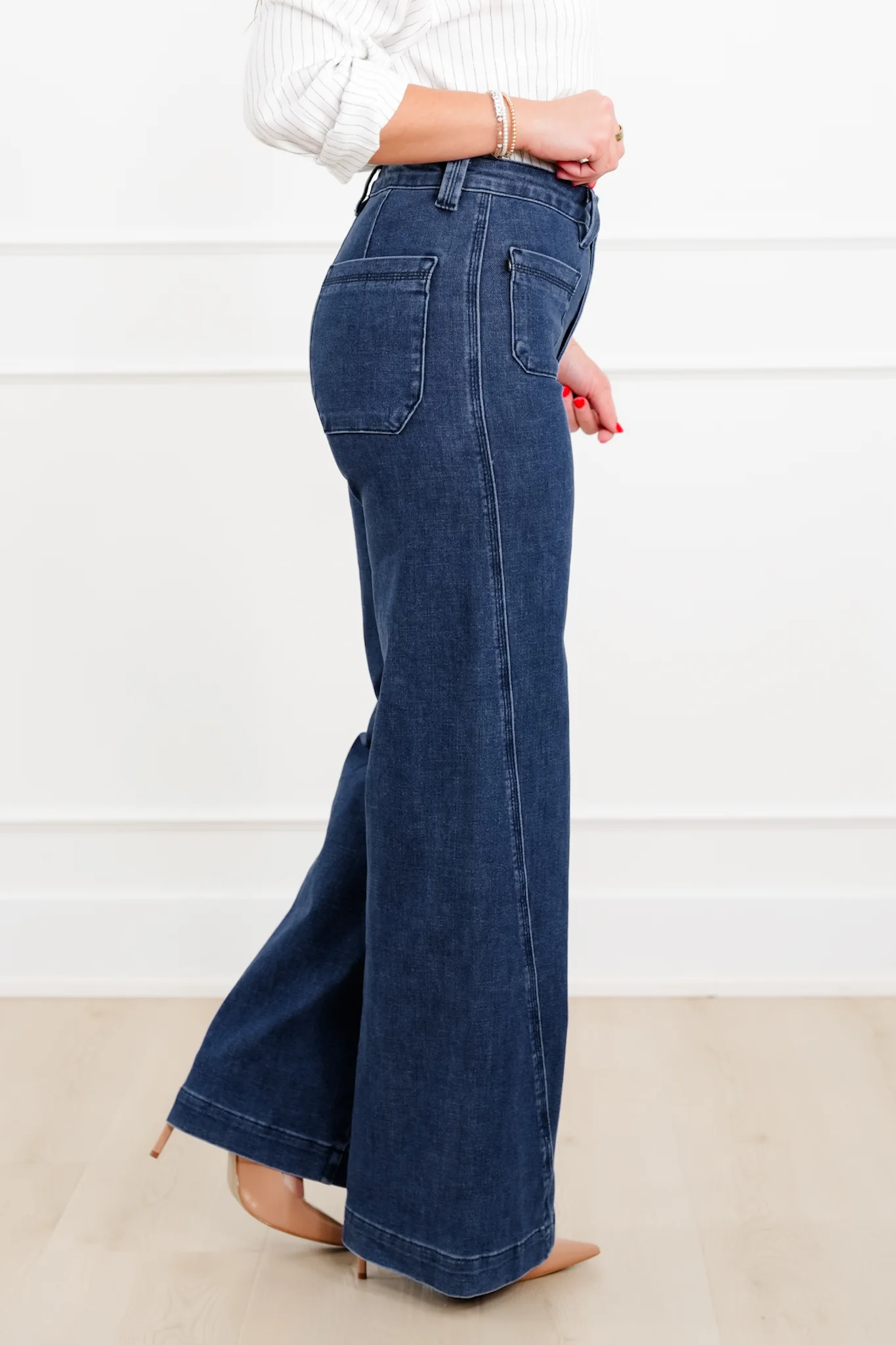 Judy Blue "The Blaire" High Rise Dark Wash Retro Wide Leg Jeans with Twisted Seams - Image 7