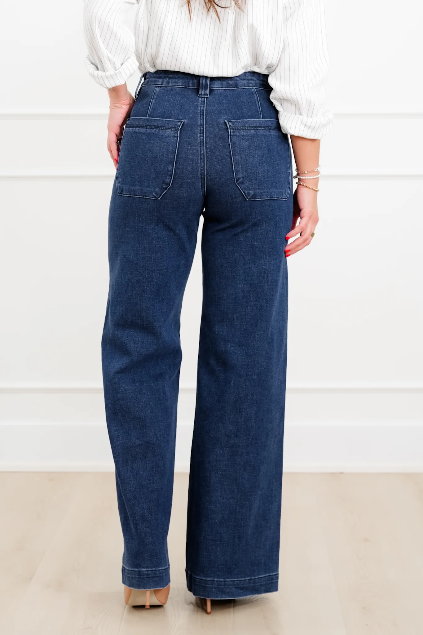 Judy Blue "The Blaire" High Rise Dark Wash Retro Wide Leg Jeans with Twisted Seams - Image 8